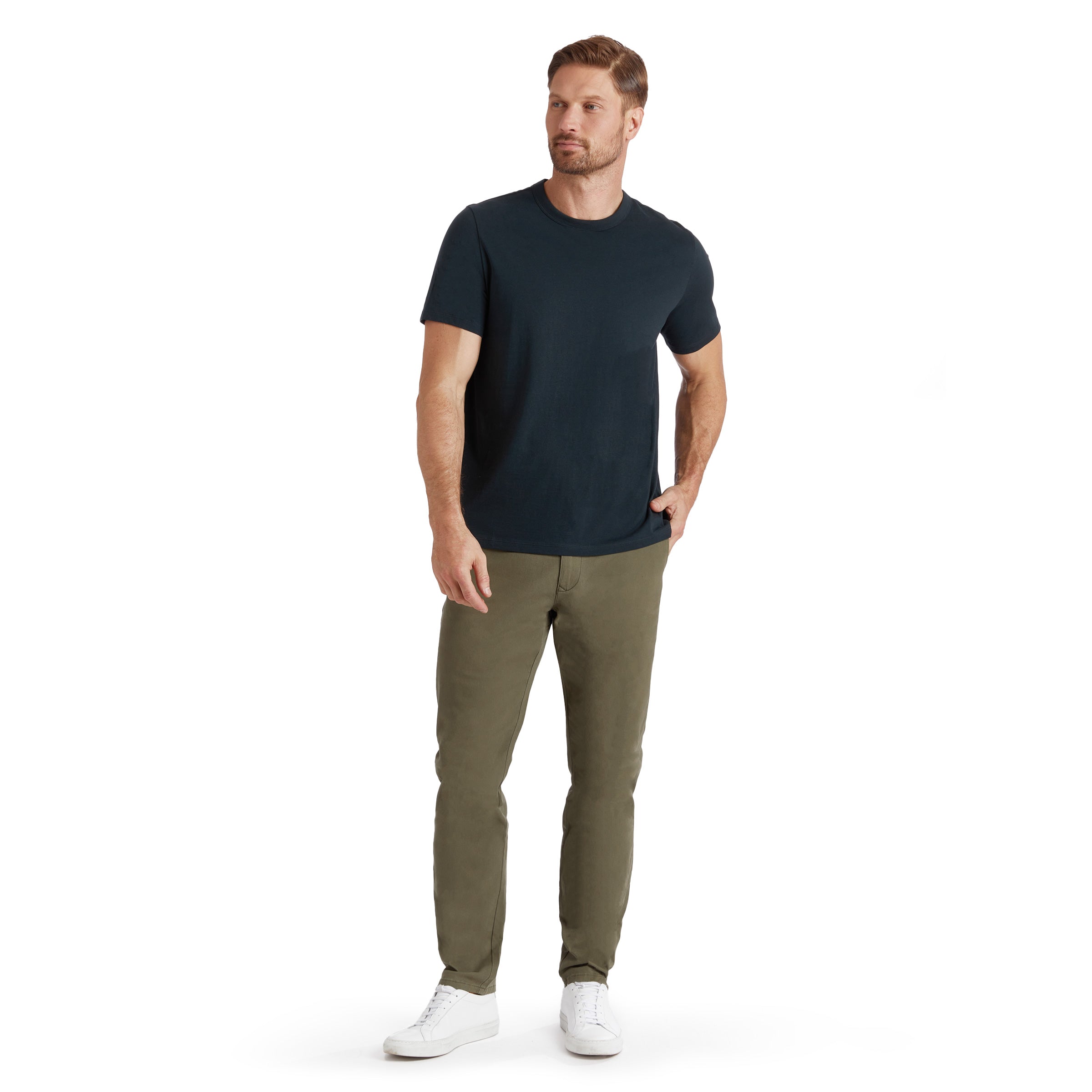 Men wearing Verde Twill Chino Charles