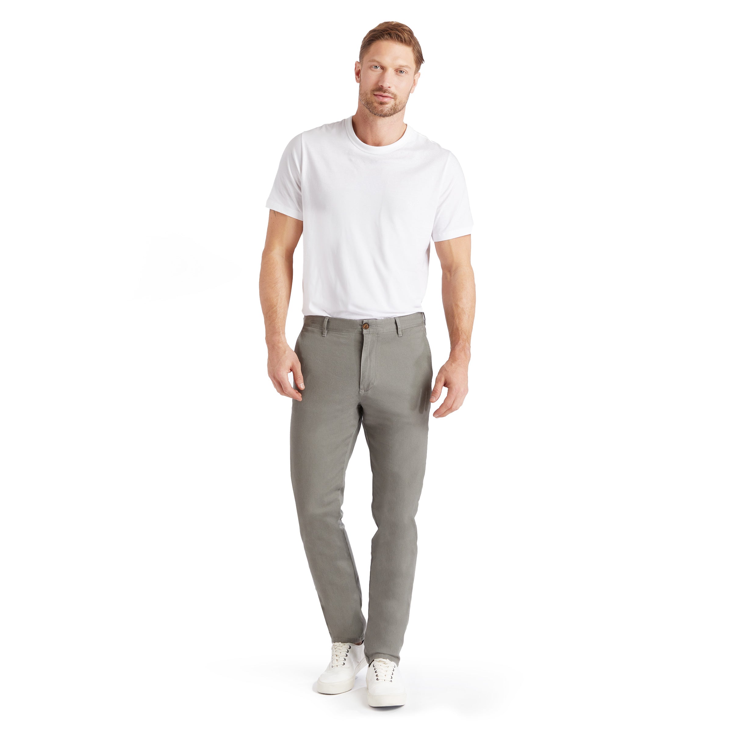 Men wearing Light Gray Twill Chino Charles