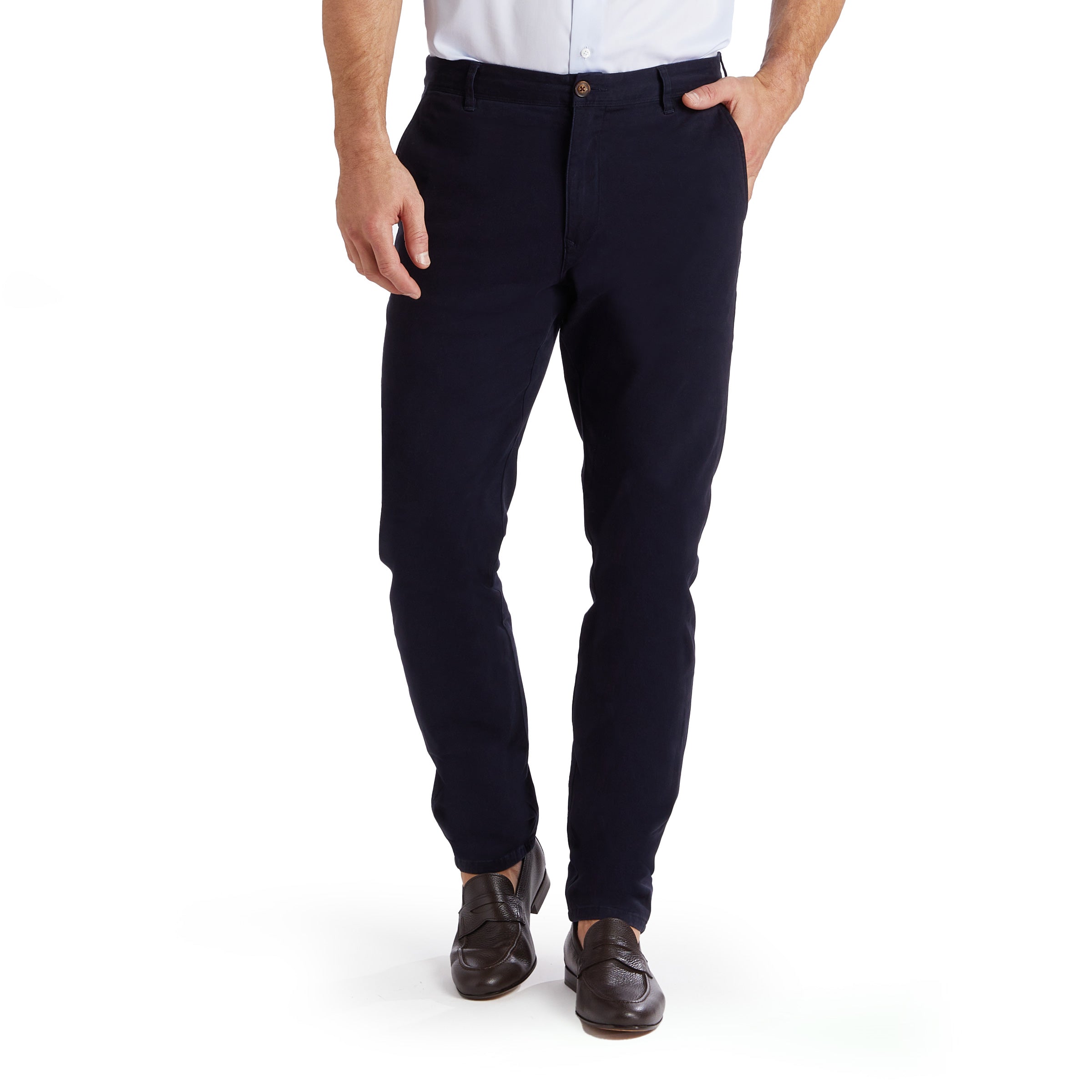 Men wearing Navy Twill Chino Charles