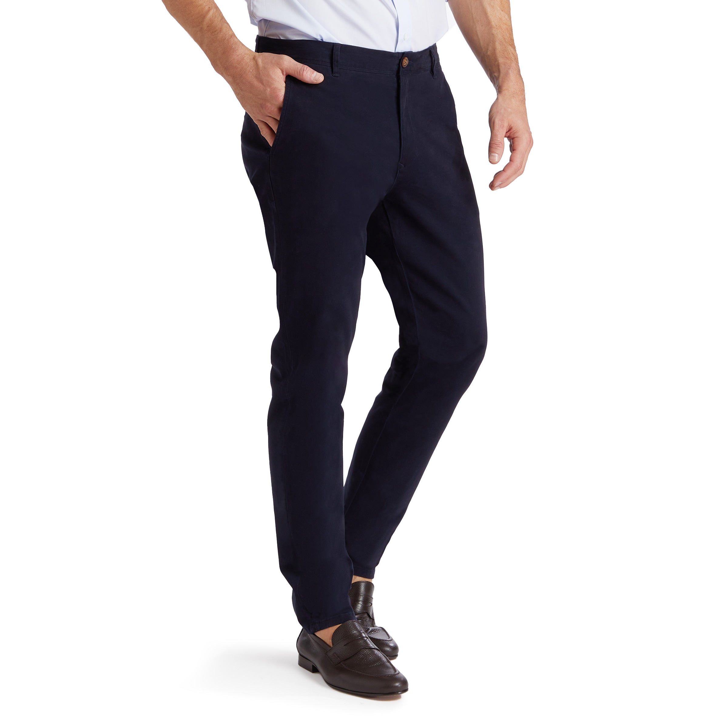 Men wearing Azul marino Twill Chino Charles