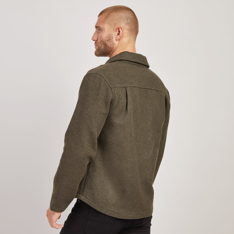 Men wearing Dark Olive Oversized Wool Shirt Jacket