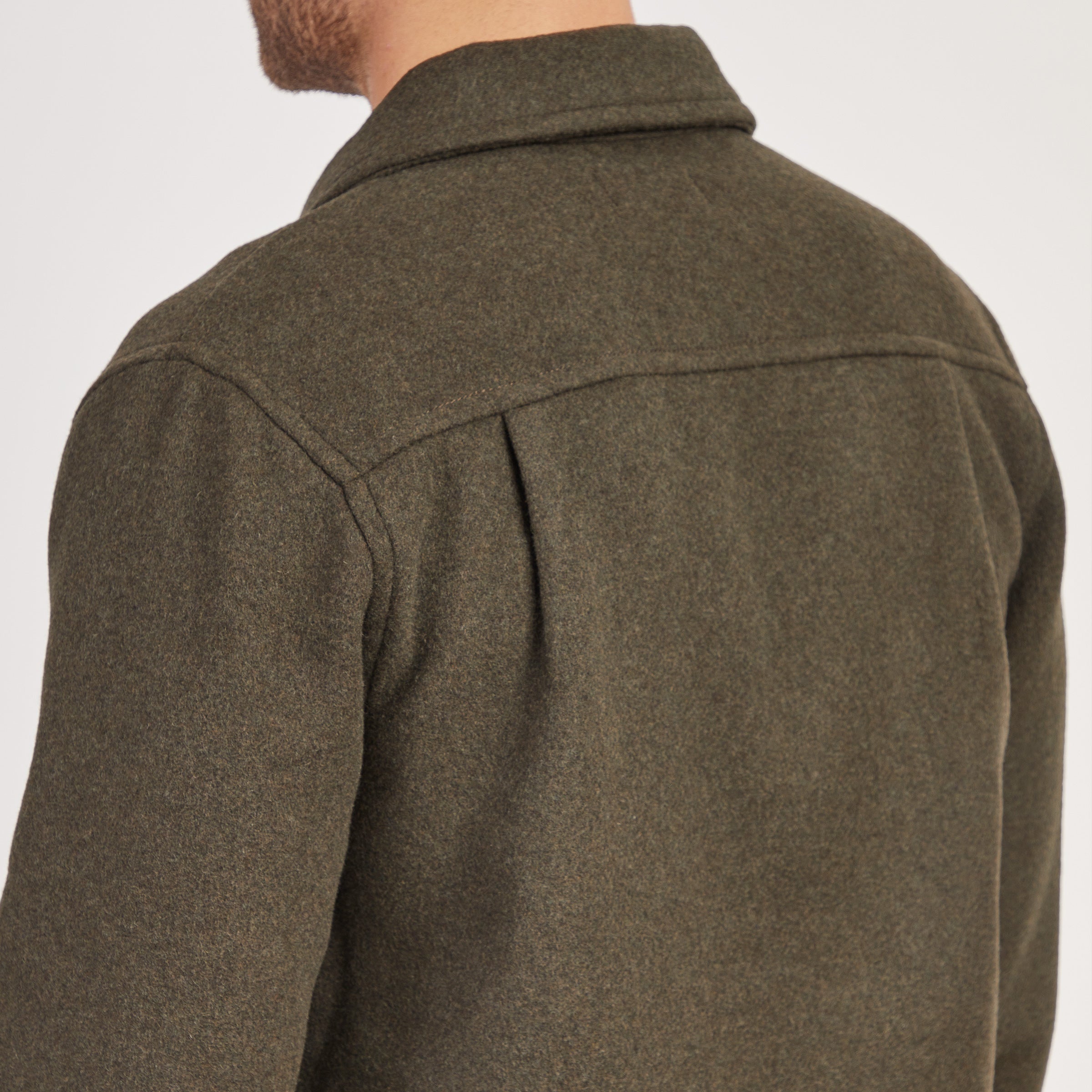 Men wearing Dark Olive Oversized Wool Shirt Jacket