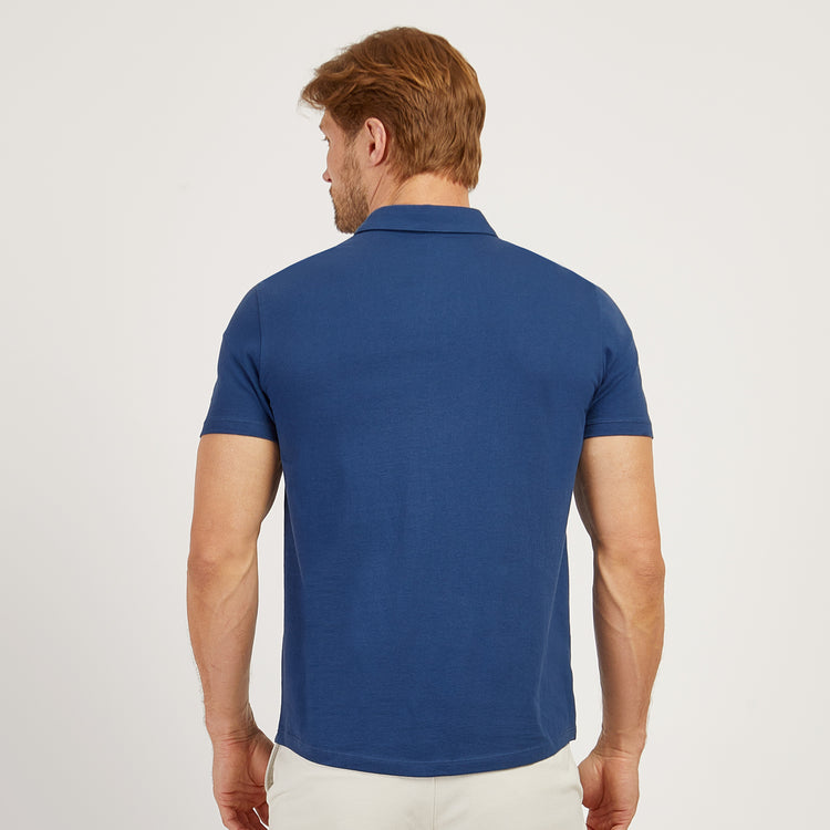 Men wearing Baltic Blue Jersey Sueded Polo