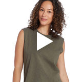 Women wearing Military Green Relaxed Slub Tank Tee