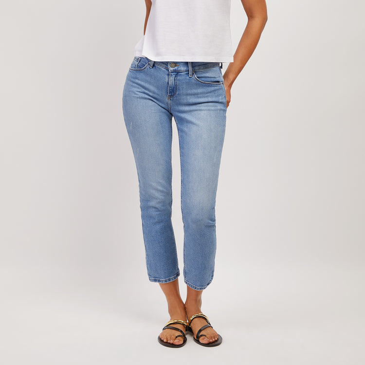 Women wearing Medium Blue Slim Straight Hubert Jeans