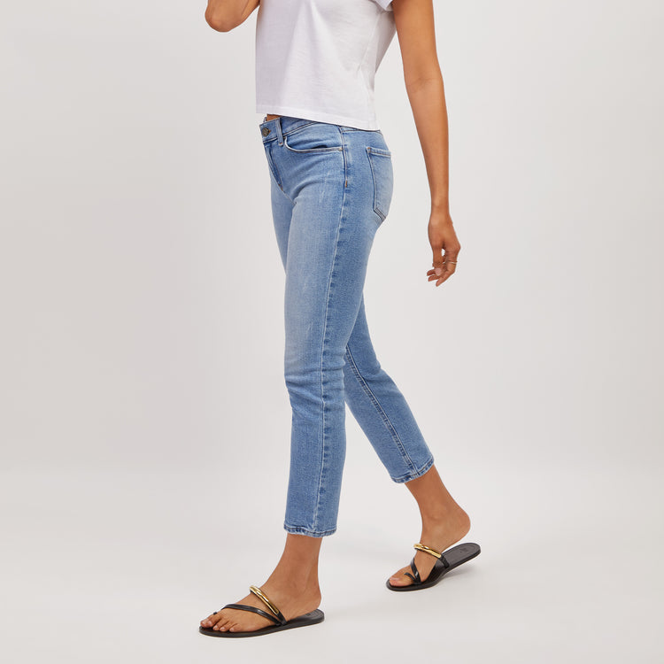 Women wearing Medium Blue Slim Straight Hubert Jeans