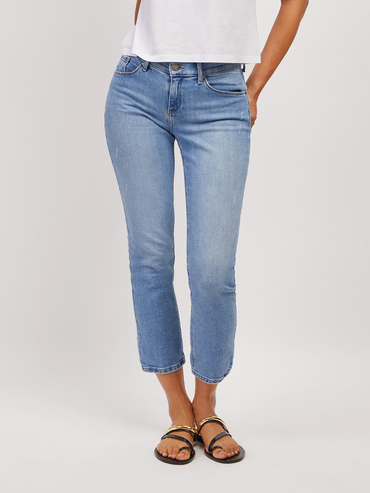 Women wearing Medium Blue Slim Straight Hubert Jeans