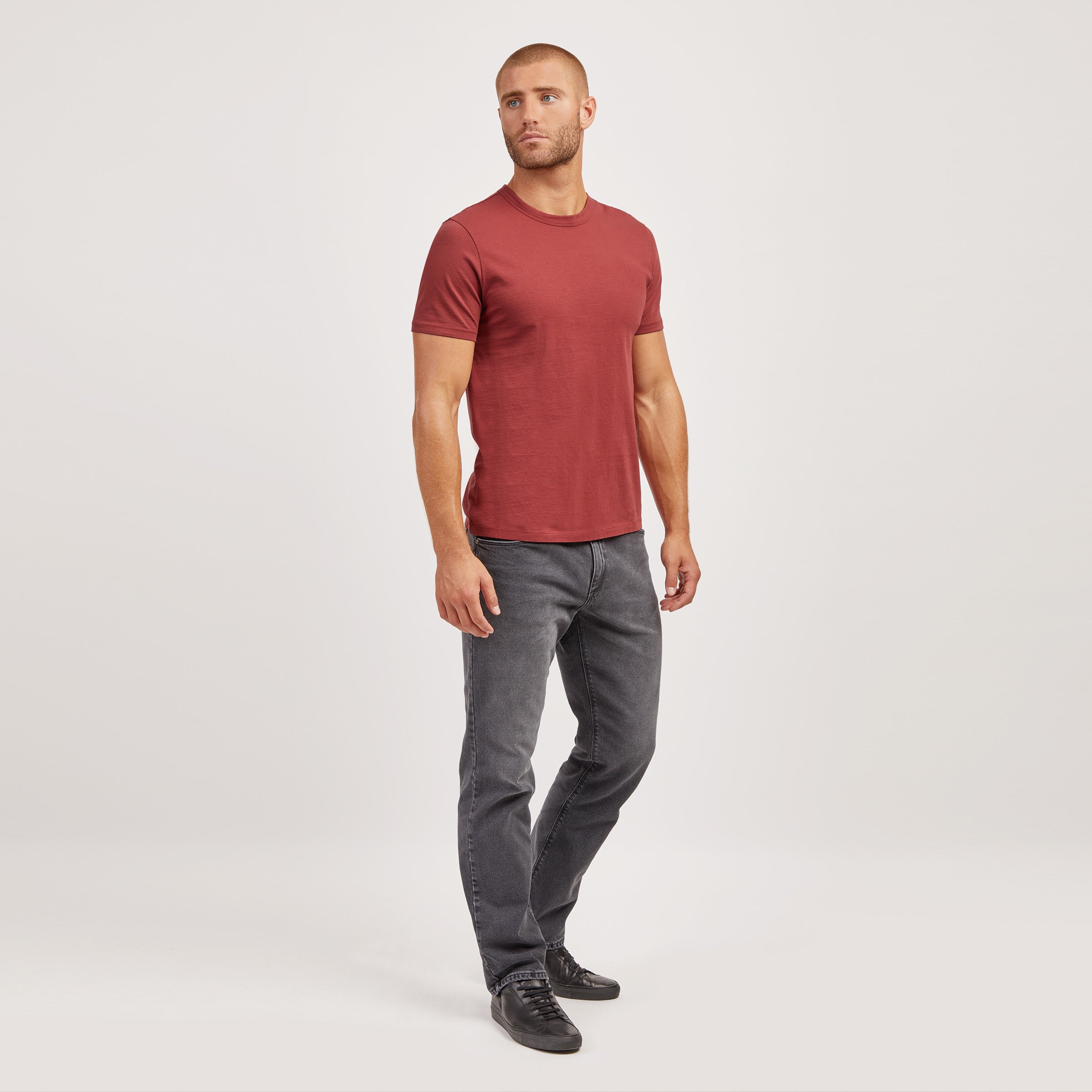 Men wearing Brick Red Classic Crew Driggs Tee