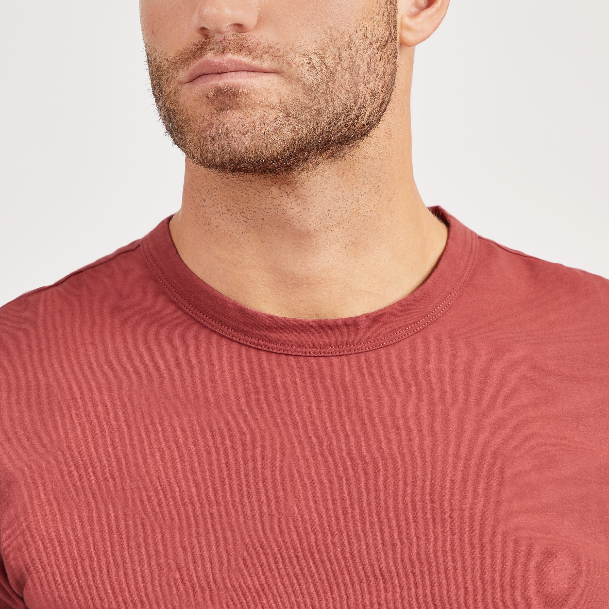 Men wearing Brick Red Classic Crew Driggs Tee