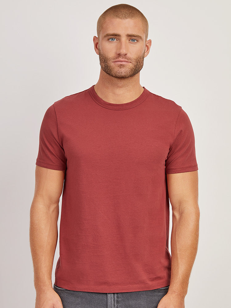 Men wearing Brick Red Classic Crew Driggs Tee