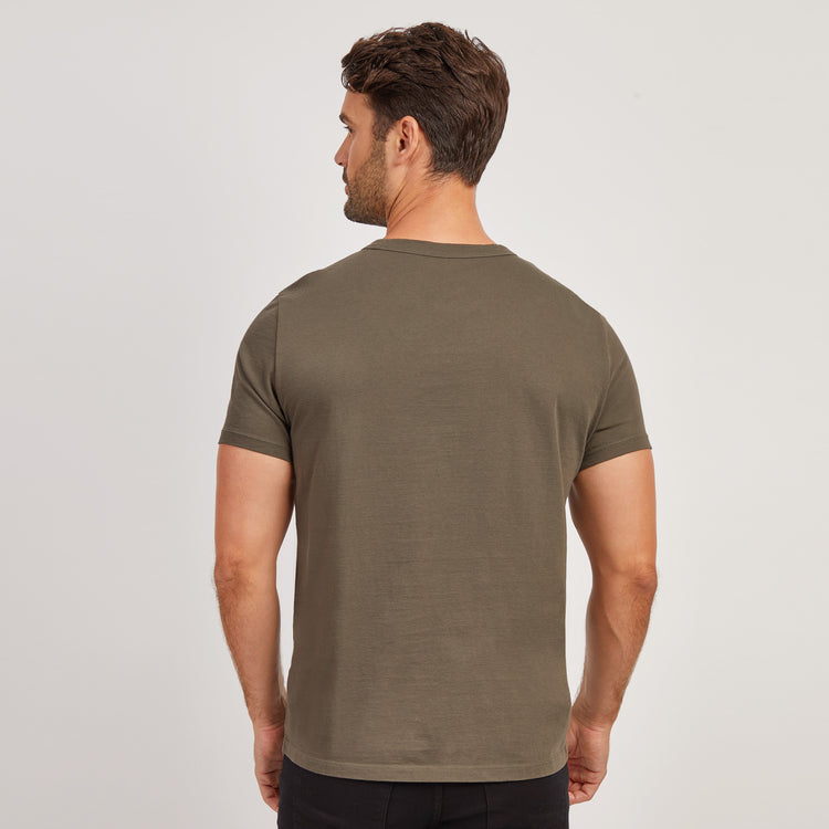 Men wearing Dark Moss Classic Crew Driggs Tee