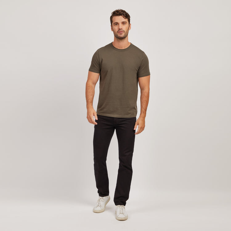 Men wearing Dark Moss Classic Crew Driggs Tee