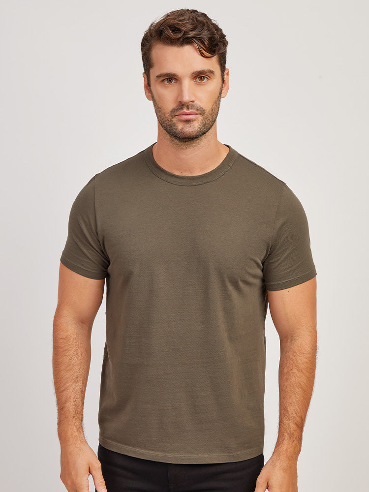 Men wearing Dark Moss Classic Crew Driggs Tee