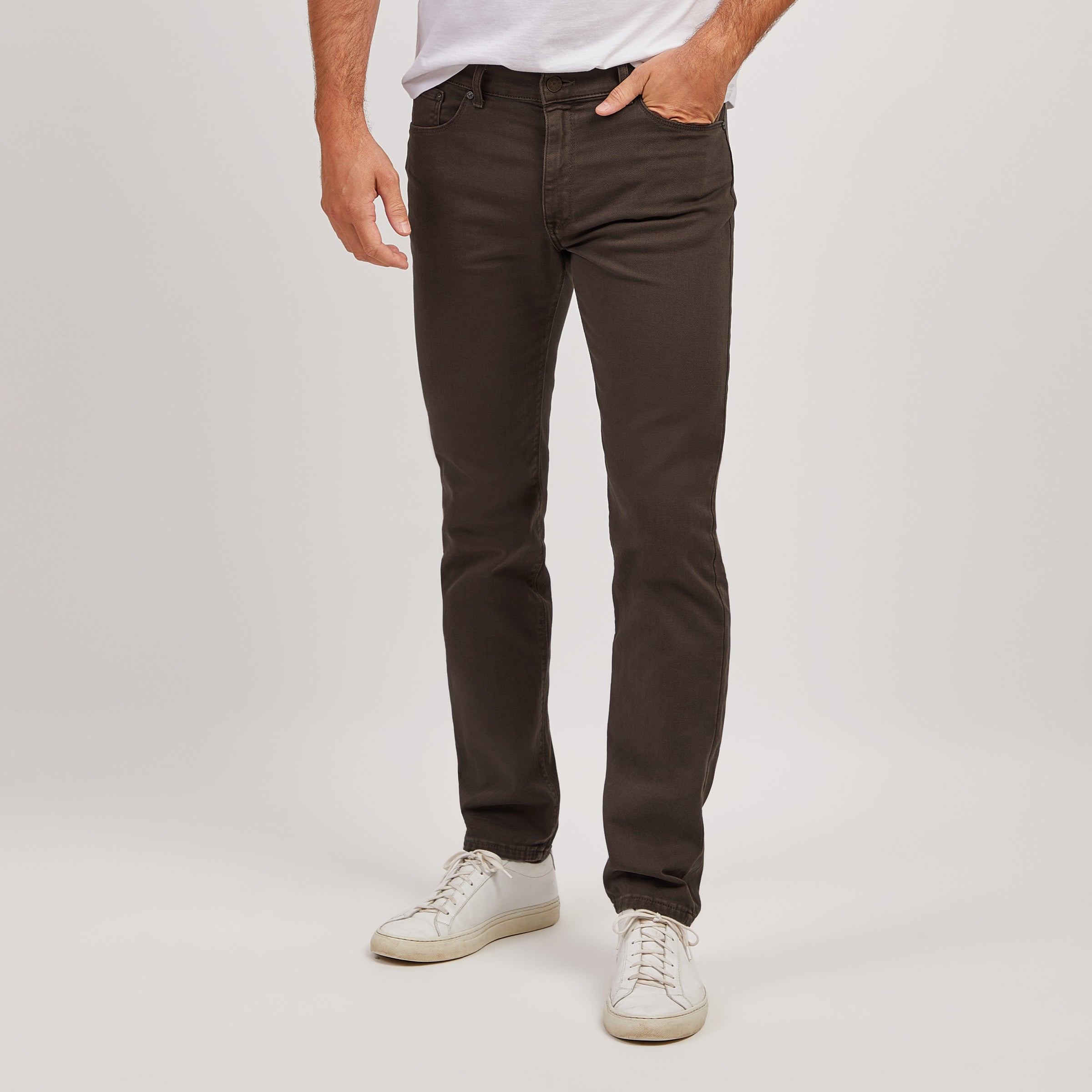 Men wearing Mocha Slim Mercer Jeans