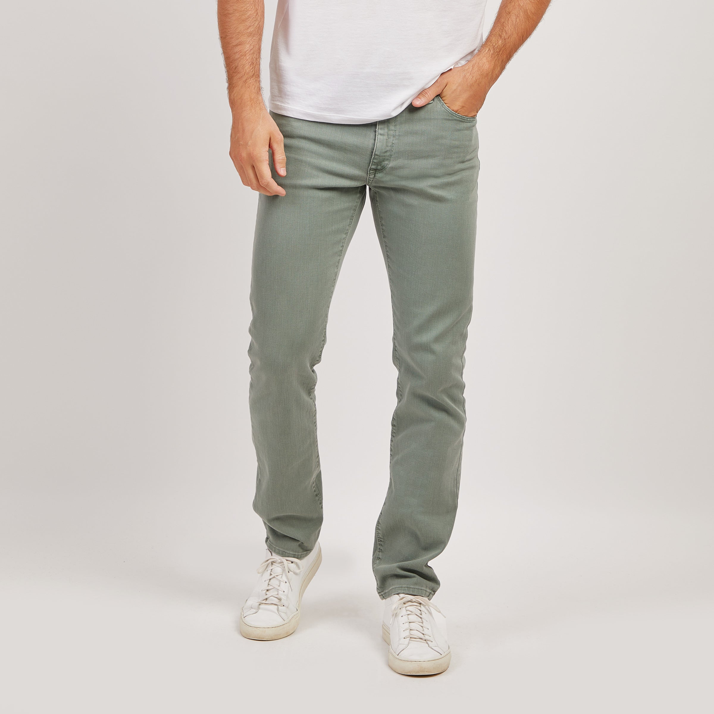 Men wearing Khaki Slim Mercer Jeans