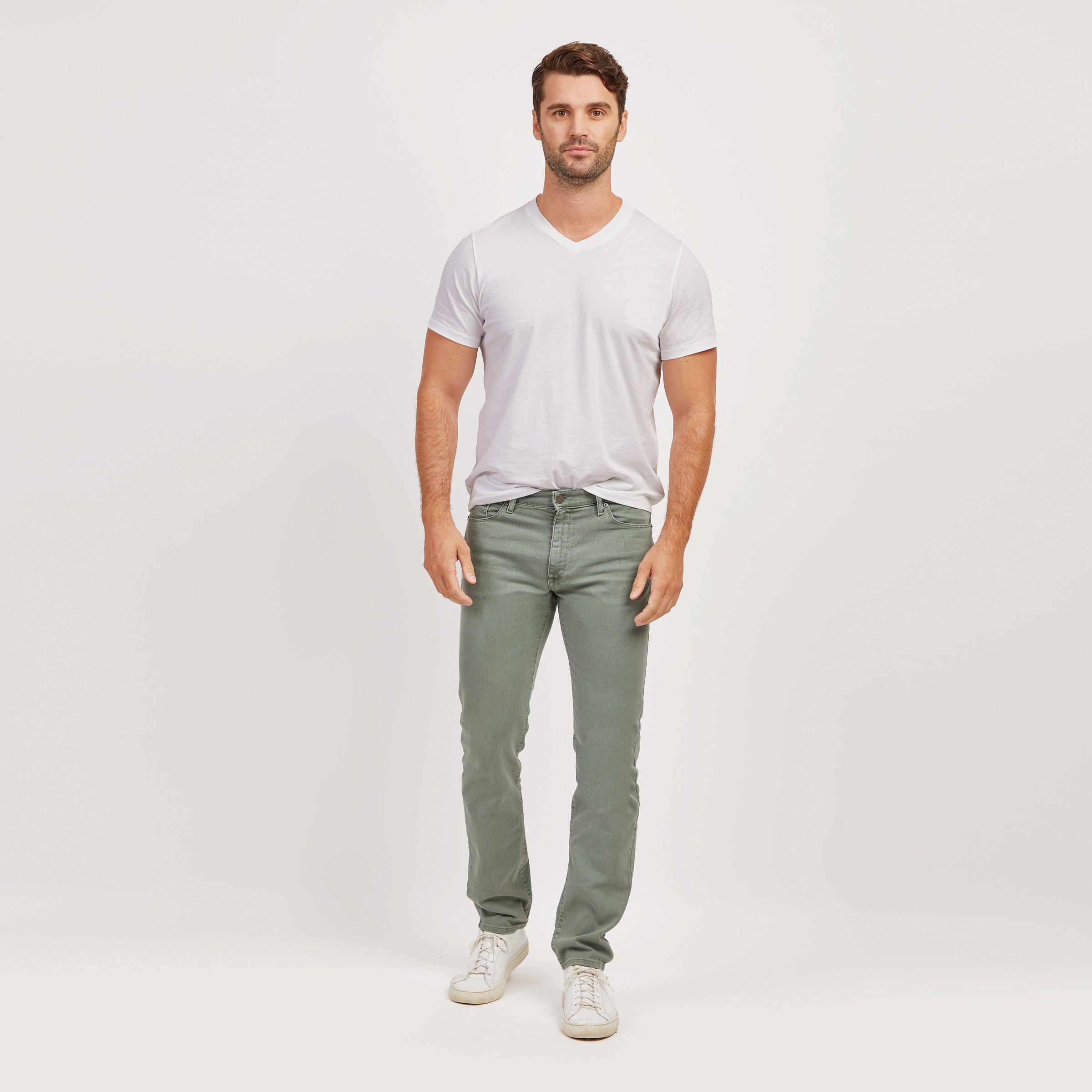 Men wearing Khaki Slim Mercer Jeans