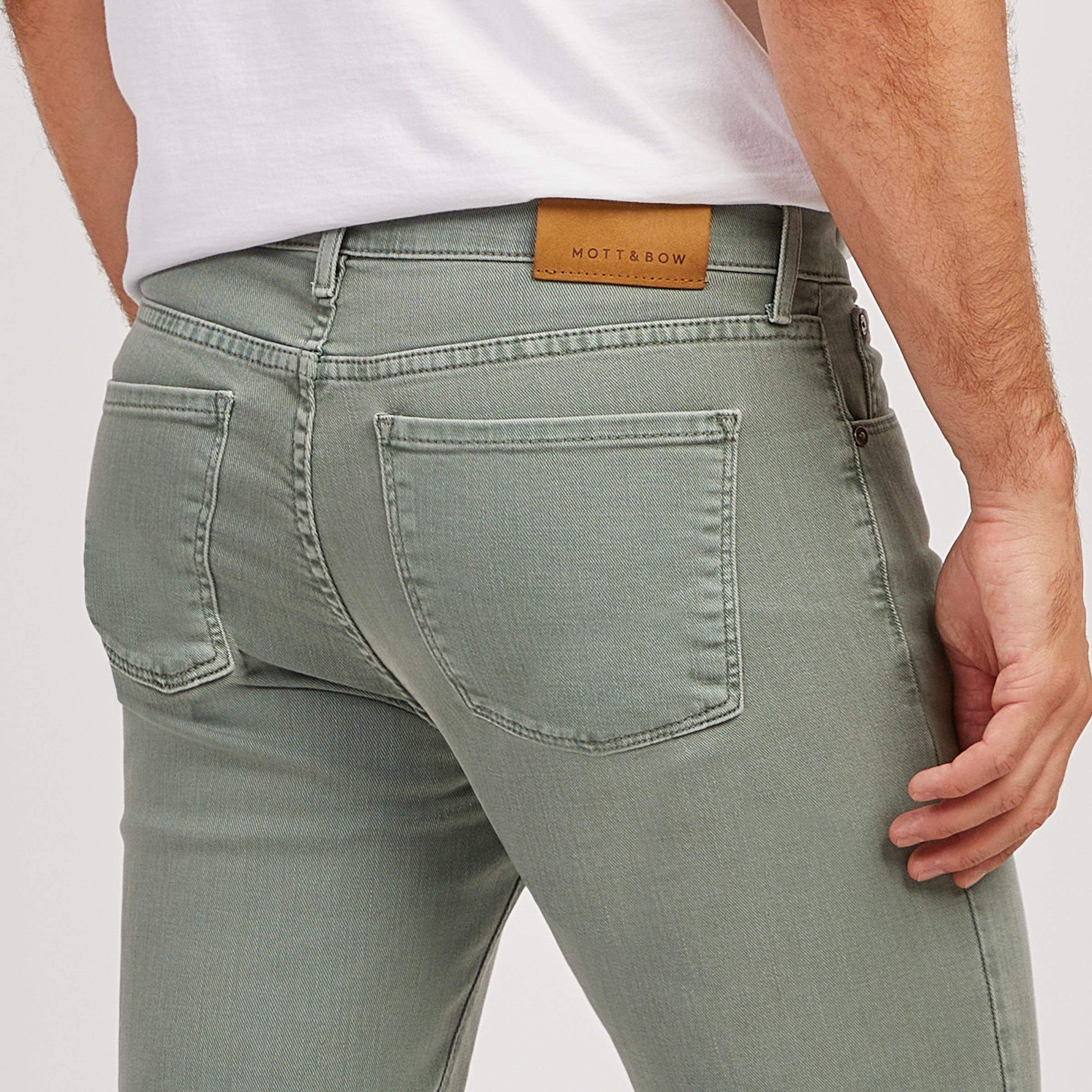 Men wearing Kaki Slim Mercer Jeans