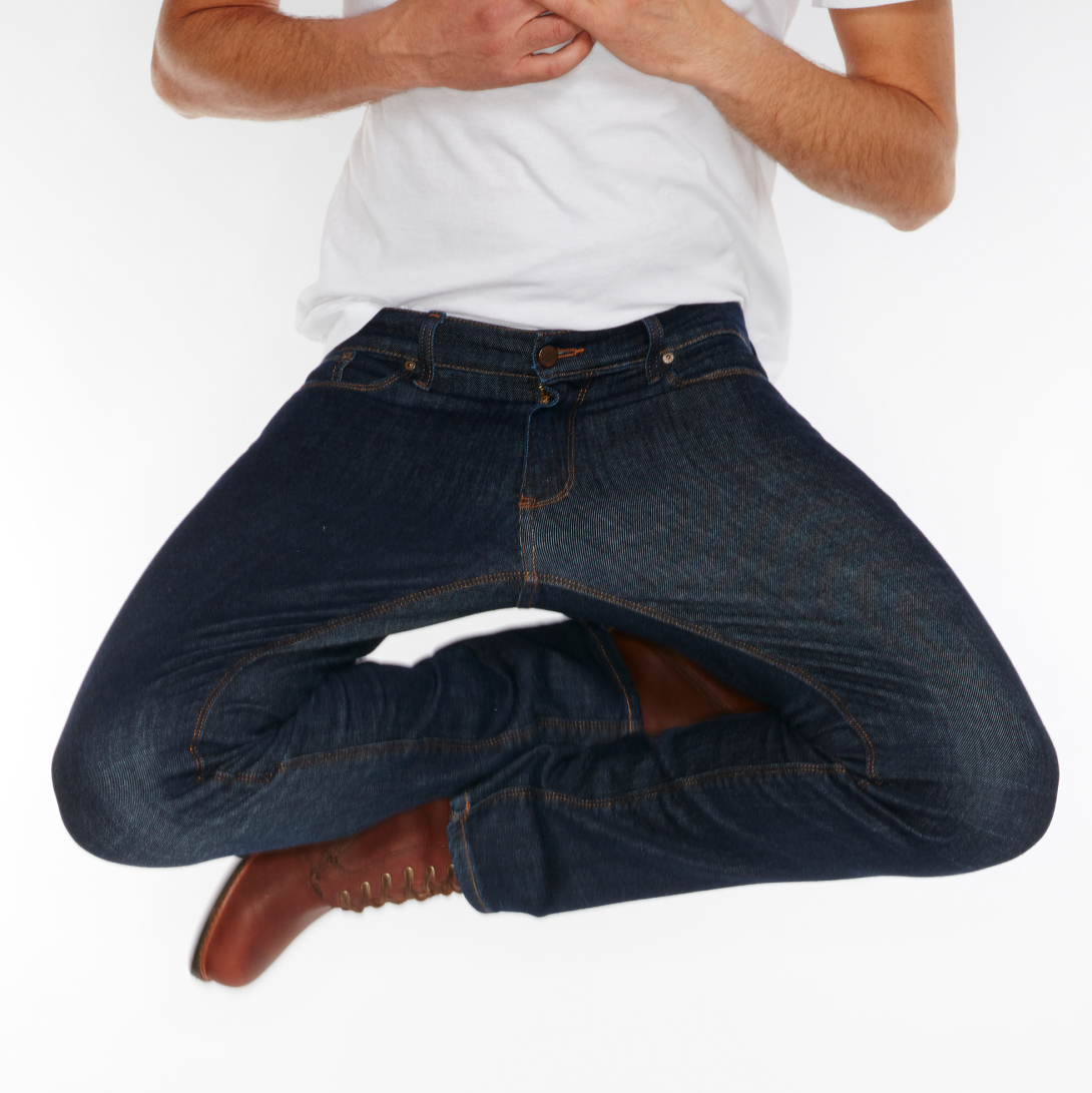 Men wearing Dark Blue Skinny Wooster Jeans