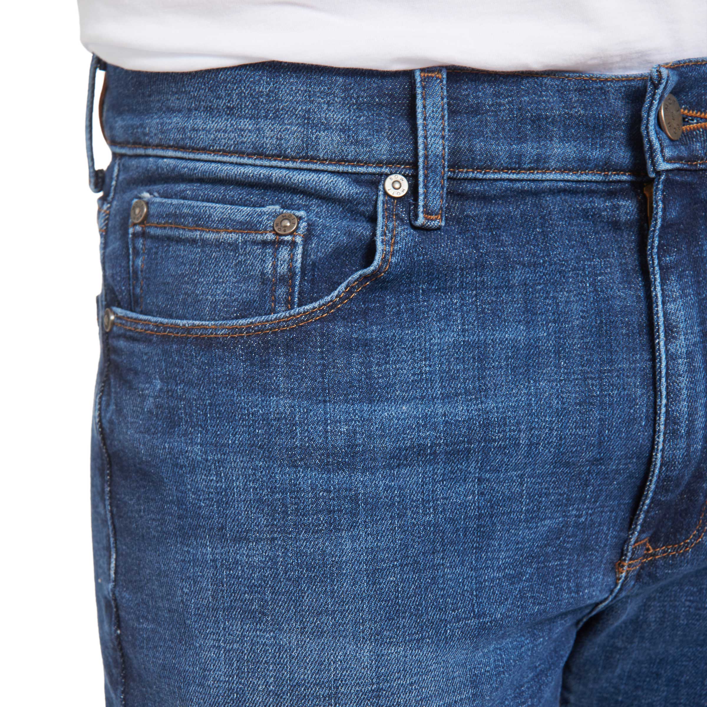 Men wearing Light/Medium Blue Slim Wooster Jeans