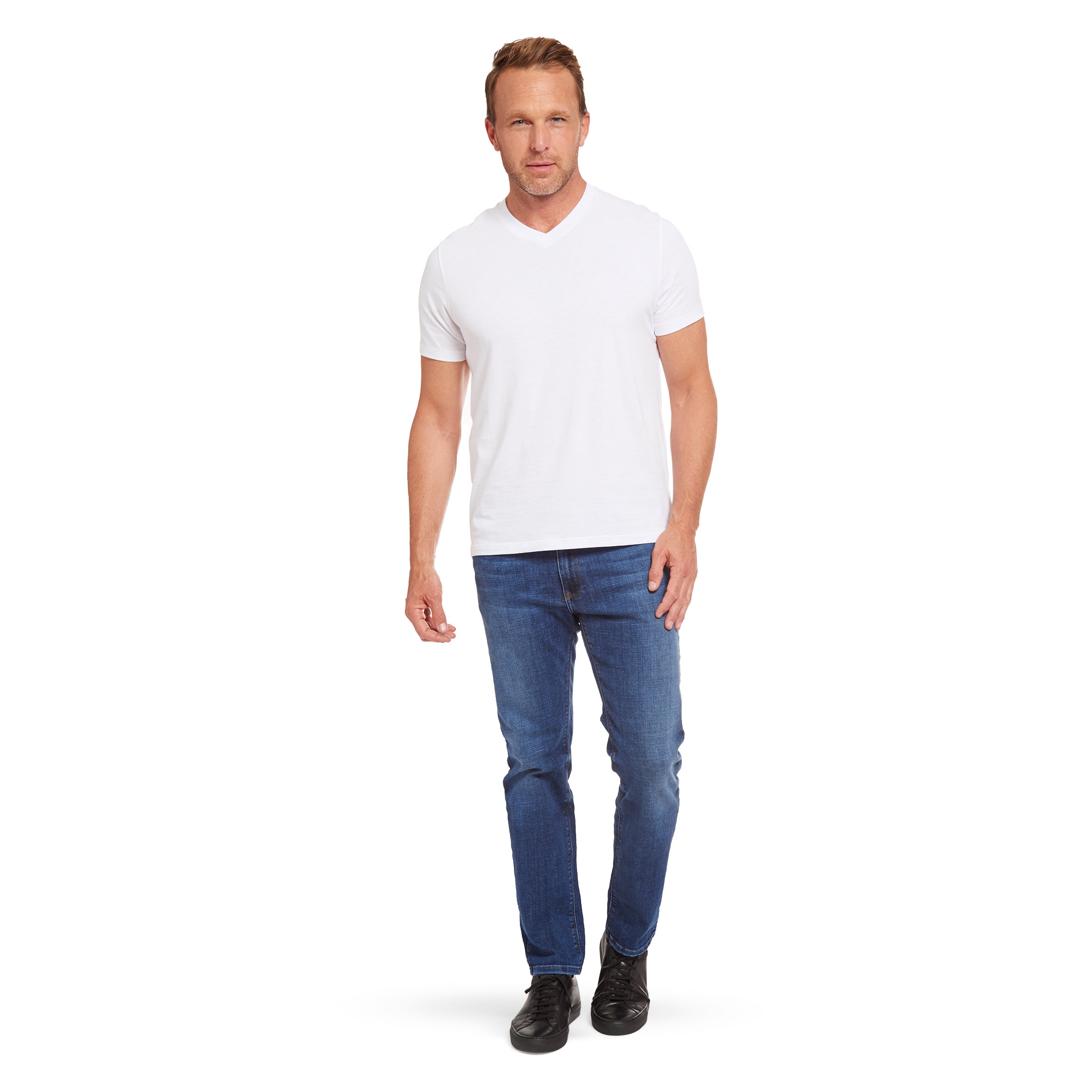 Men wearing Light/Medium Blue Slim Wooster Jeans