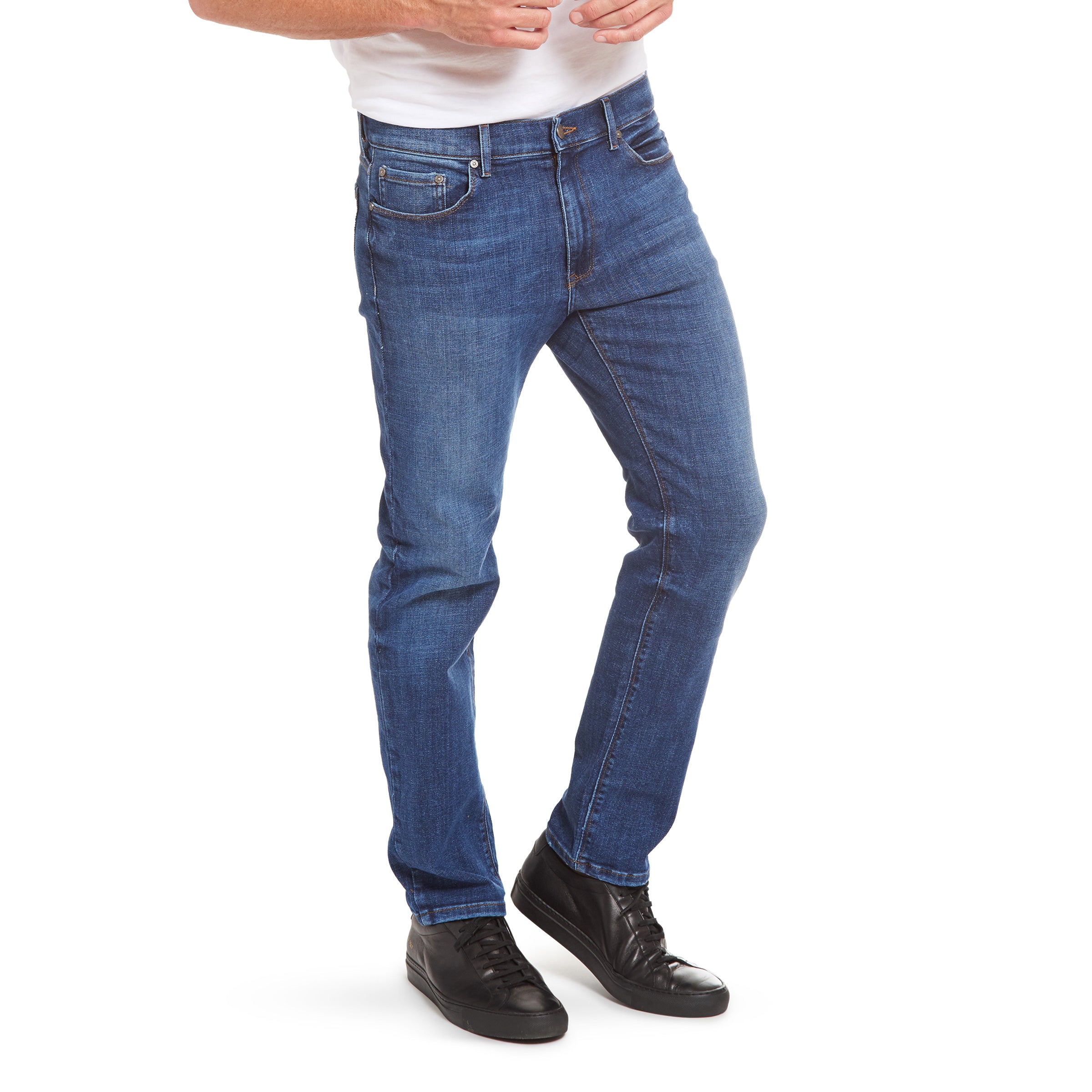 Men wearing Light/Medium Blue Slim Wooster Jeans