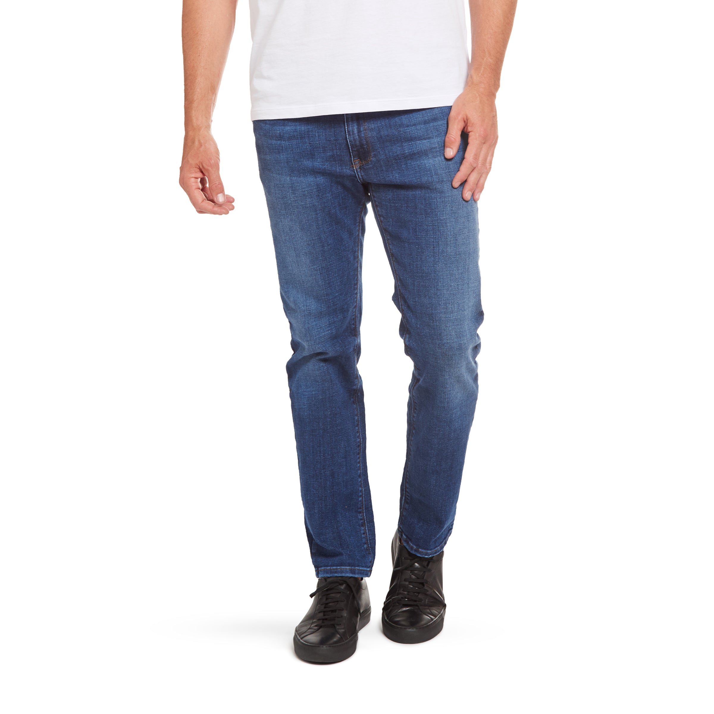 Men wearing Light/Medium Blue Slim Wooster Jeans