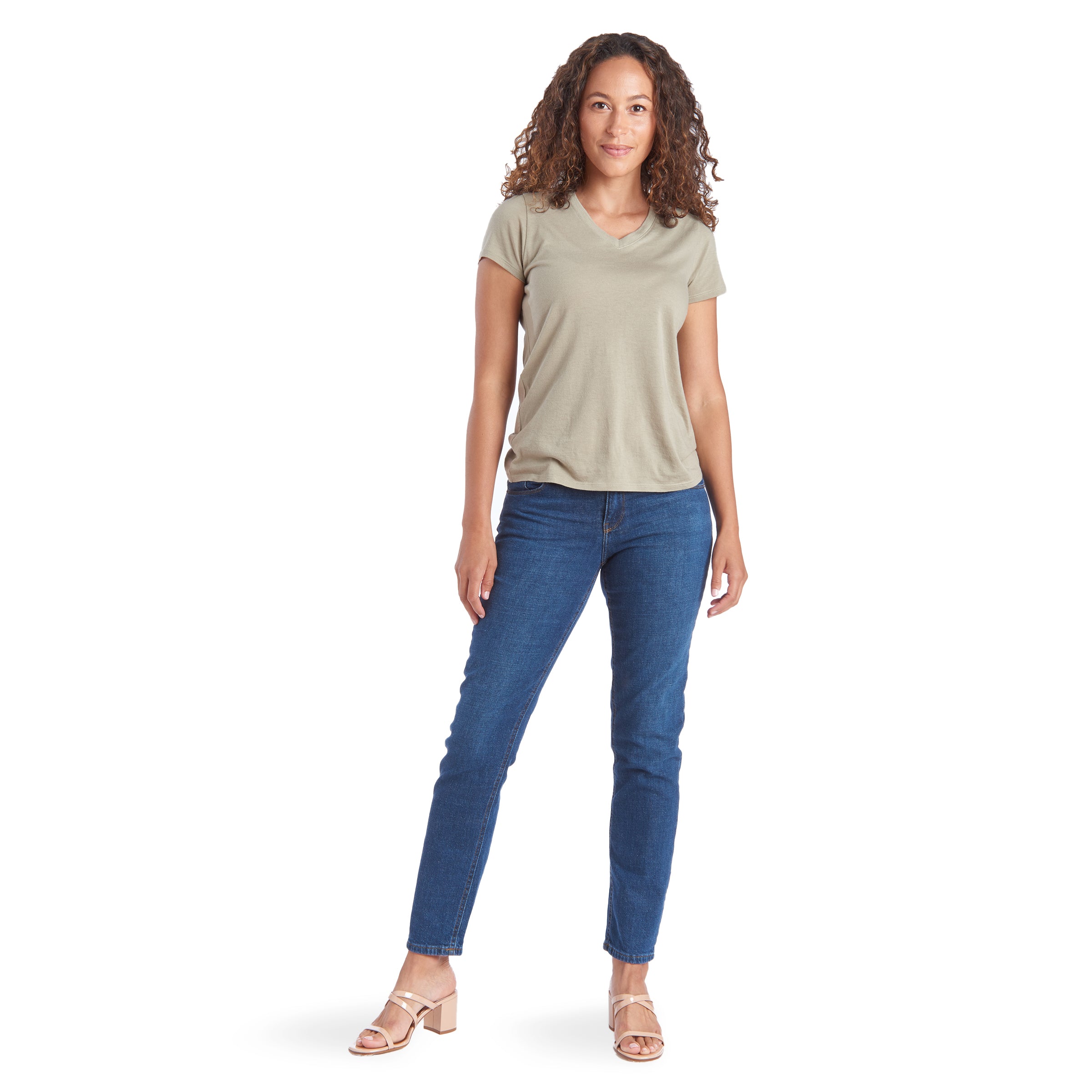 Women wearing Medium/Dark Blue Slim Straight Charlton Jeans