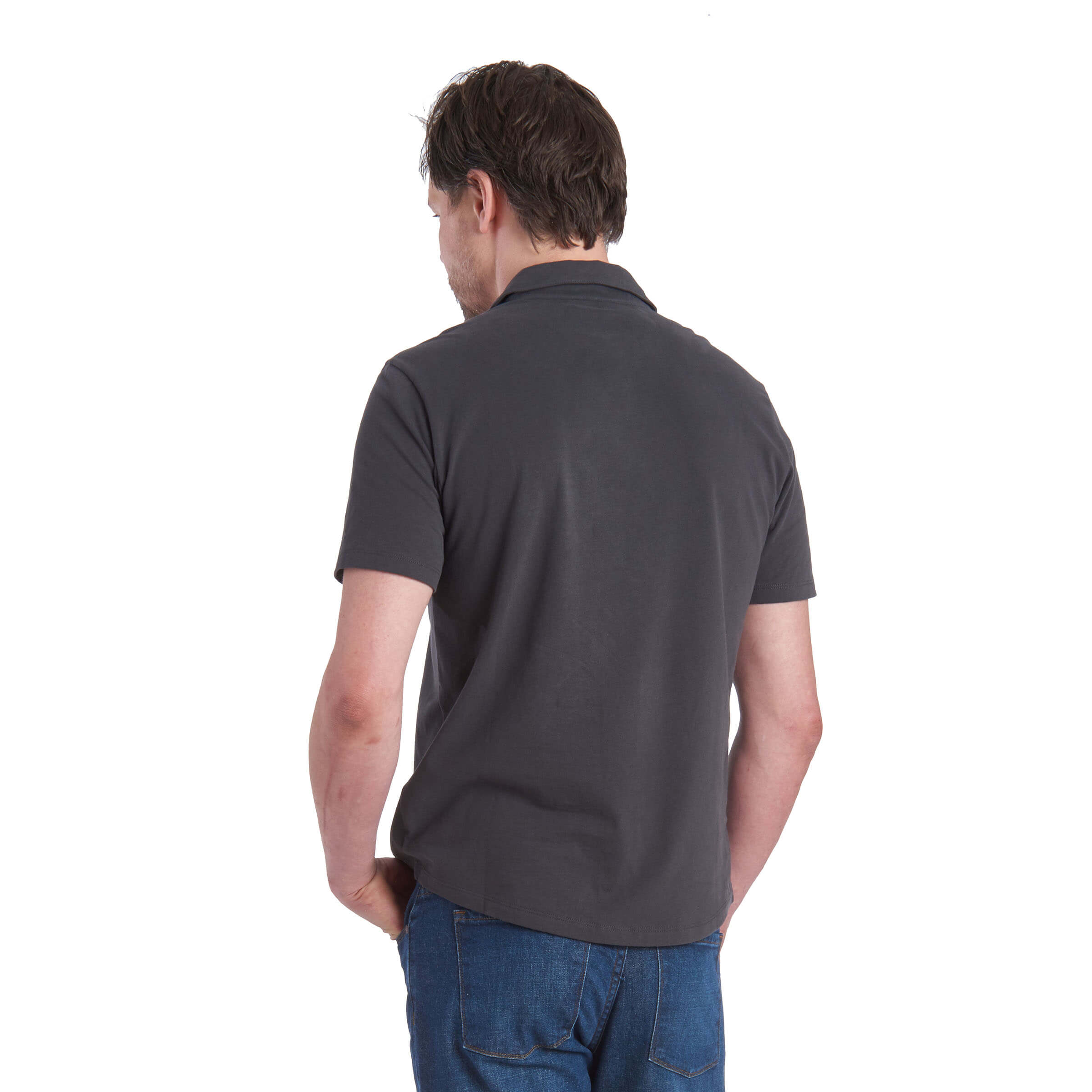 Men wearing Gris foncé Jersey Sueded Polo