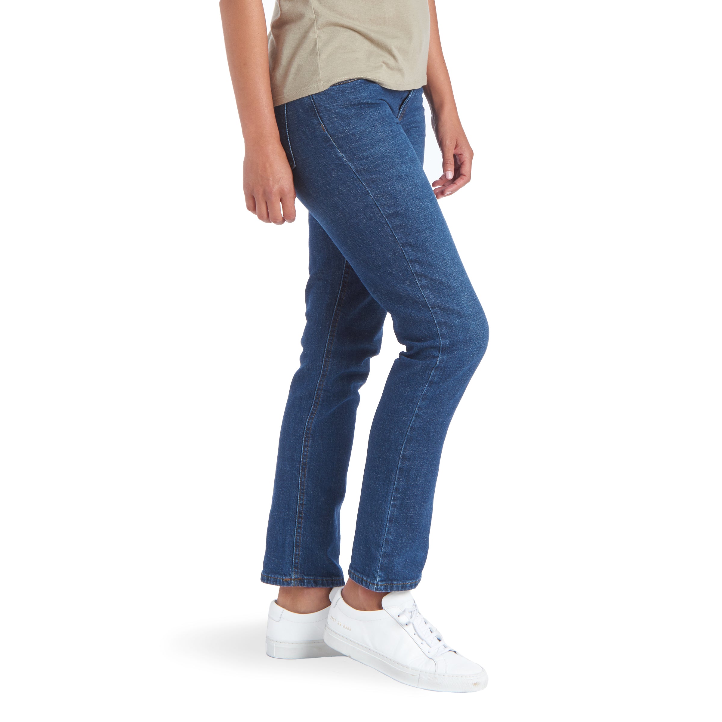 Women wearing Medium/Dark Blue Slim Straight Charlton Jeans