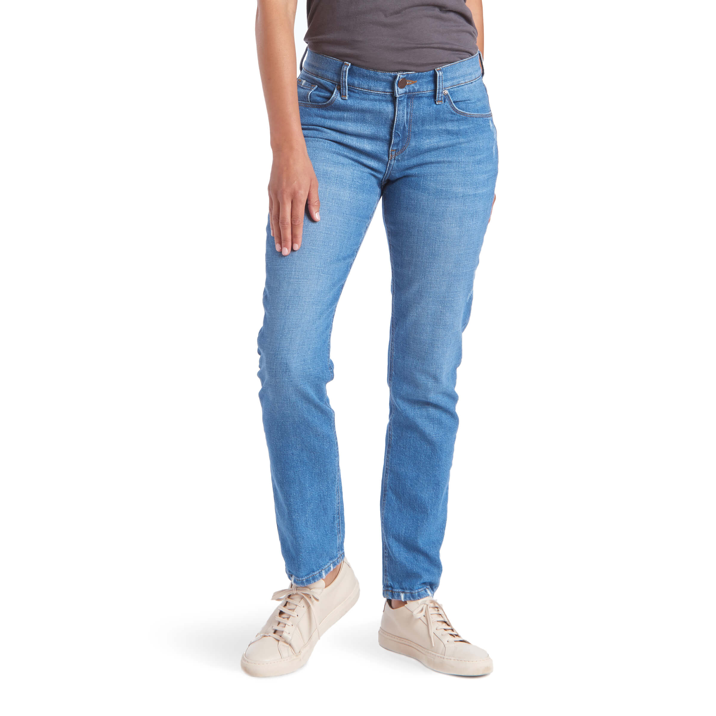 Women wearing Light Blue Slim Straight Charlton Jeans