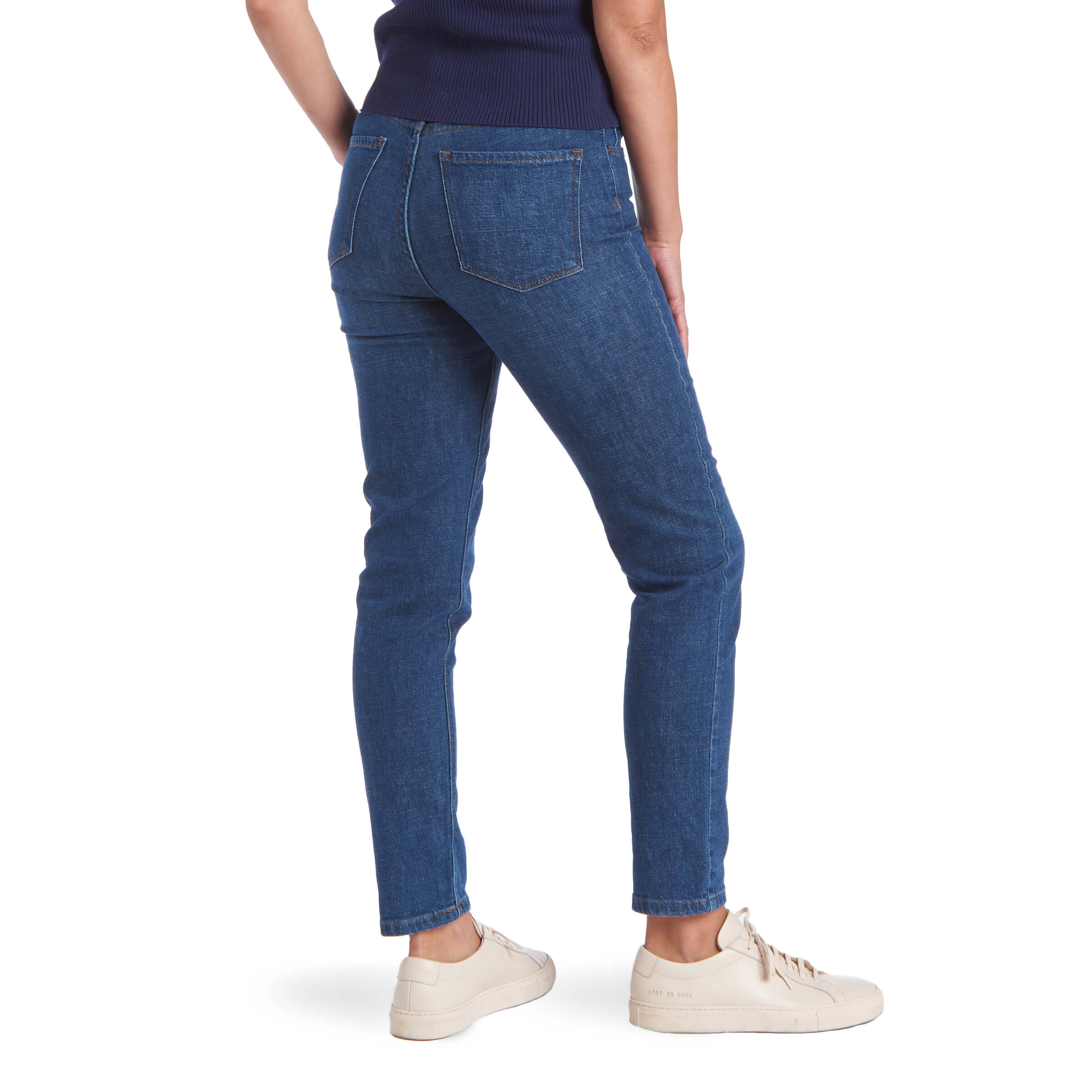 Women wearing Medium/Dark Blue Mom Charlton Jeans