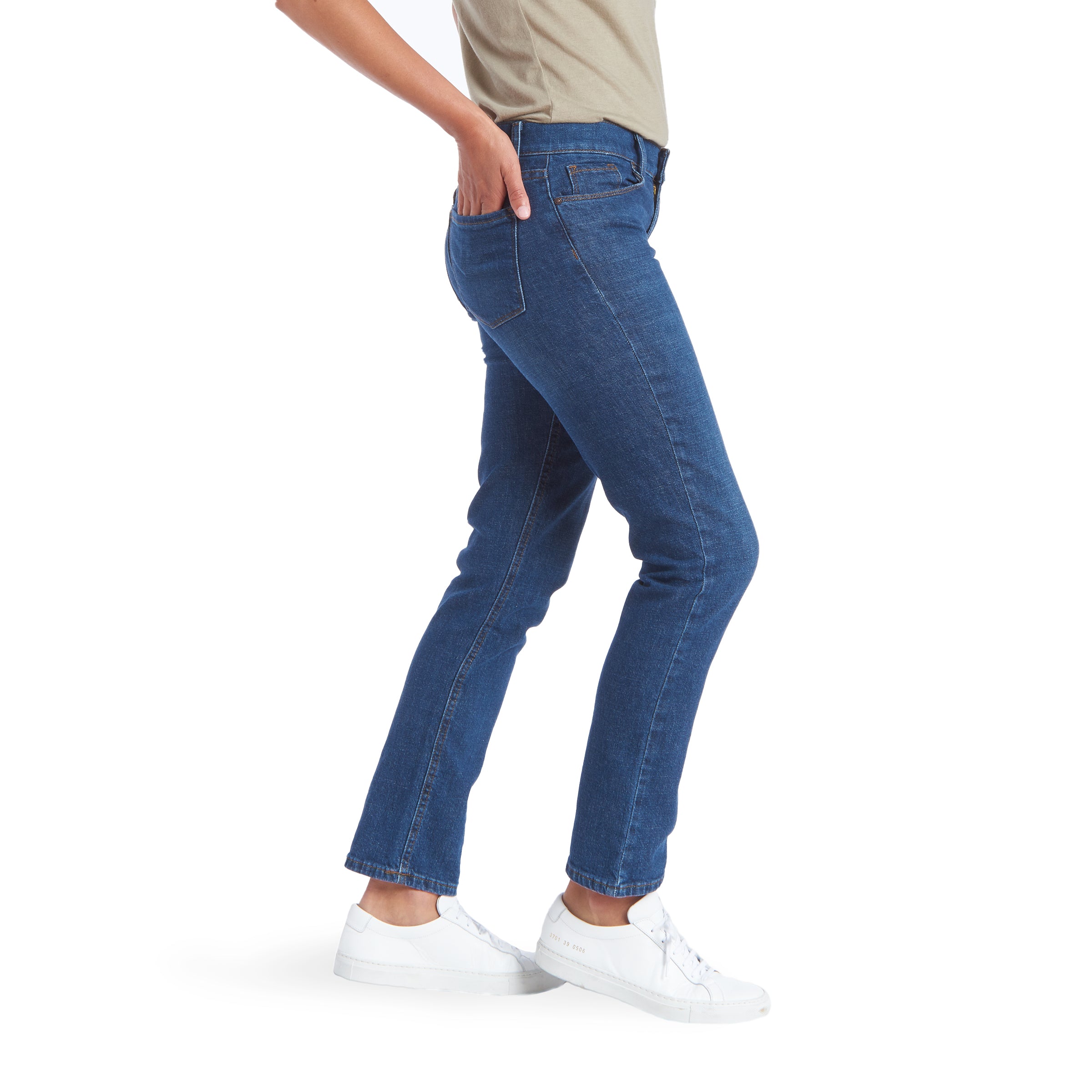 Women wearing Medium/Dark Blue Slim Straight Charlton Jeans