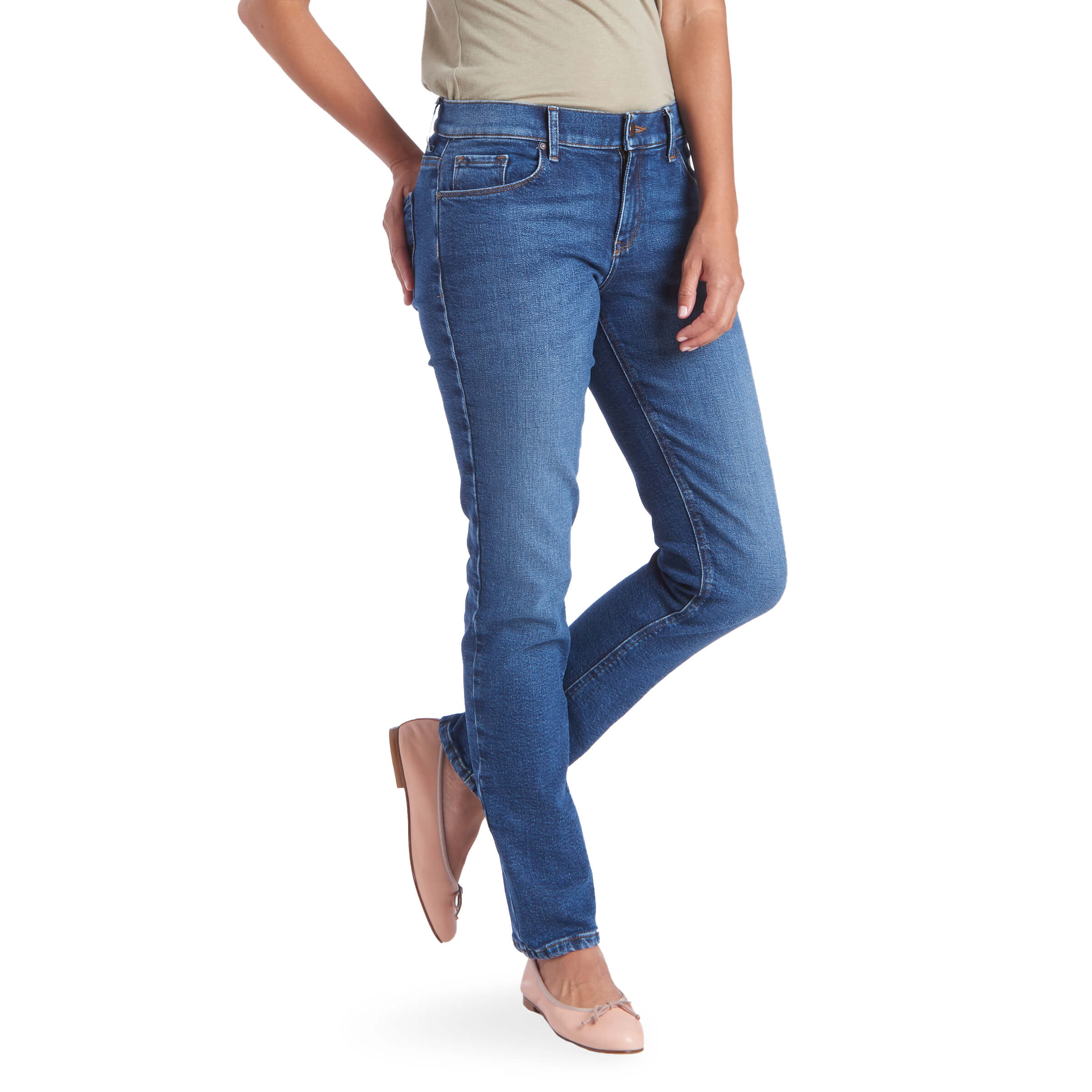 Women wearing Azul medio Slim Straight Grand Jeans