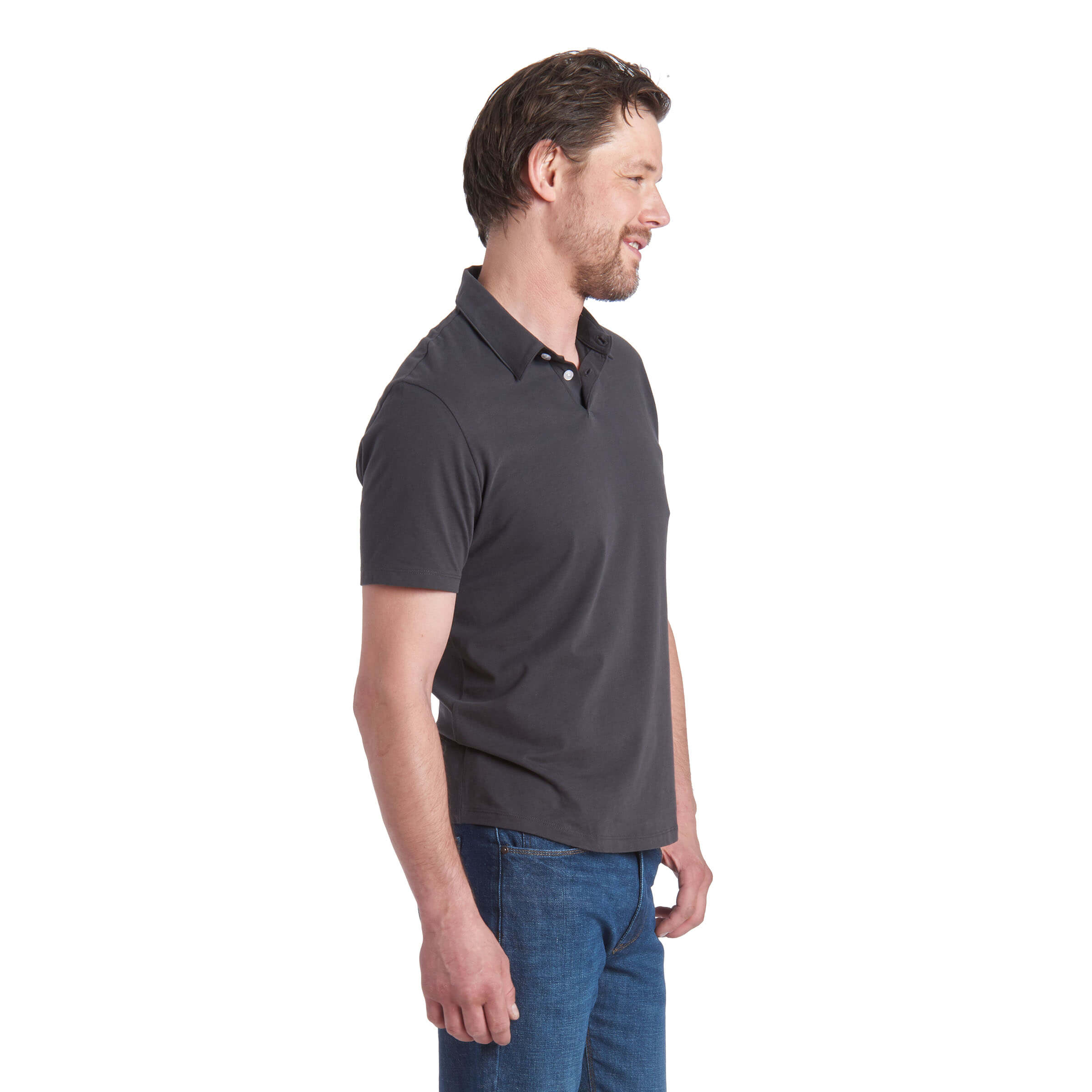 Men wearing Gris foncé Jersey Sueded Polo