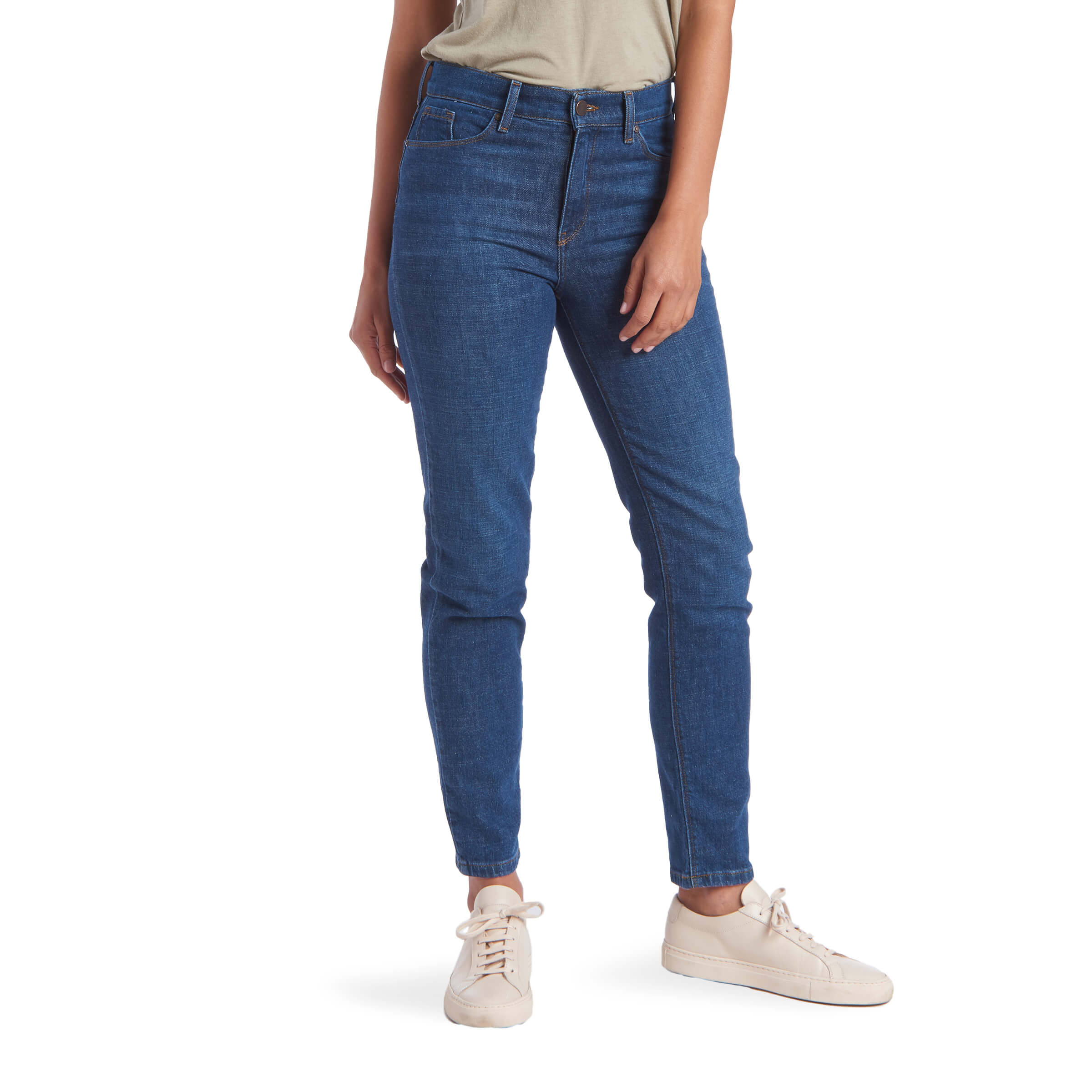 Women wearing Medium/Dark Blue Mom Charlton Jeans