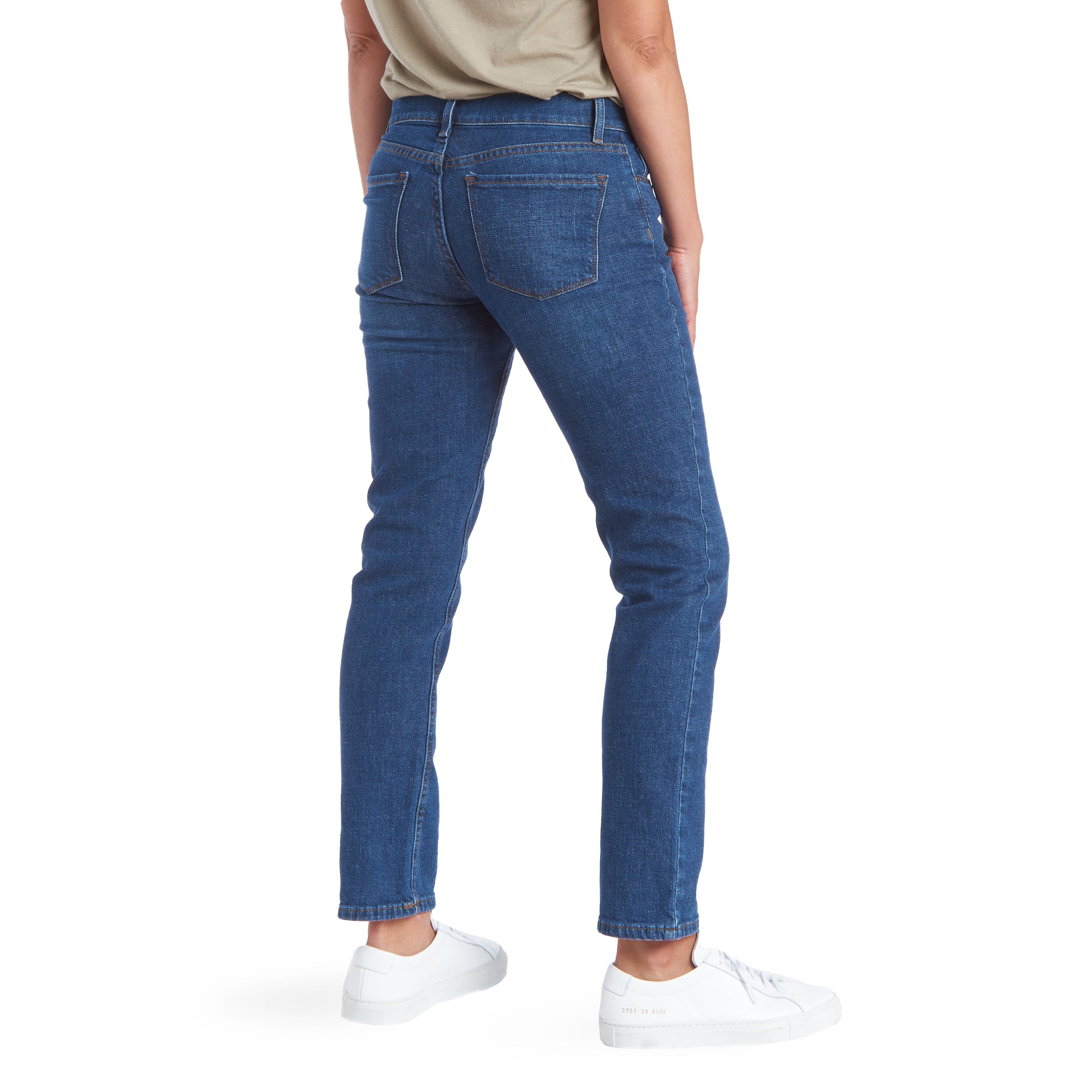 Women wearing Medium/Dark Blue Slim Straight Charlton Jeans