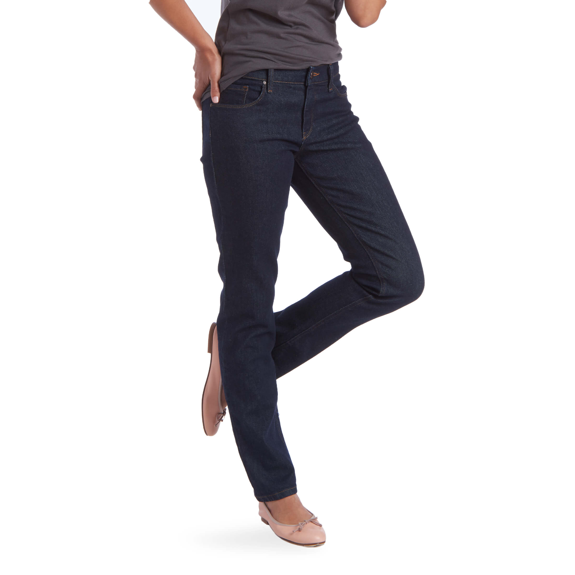 Women wearing Azul oscuro Slim Straight Grand Jeans