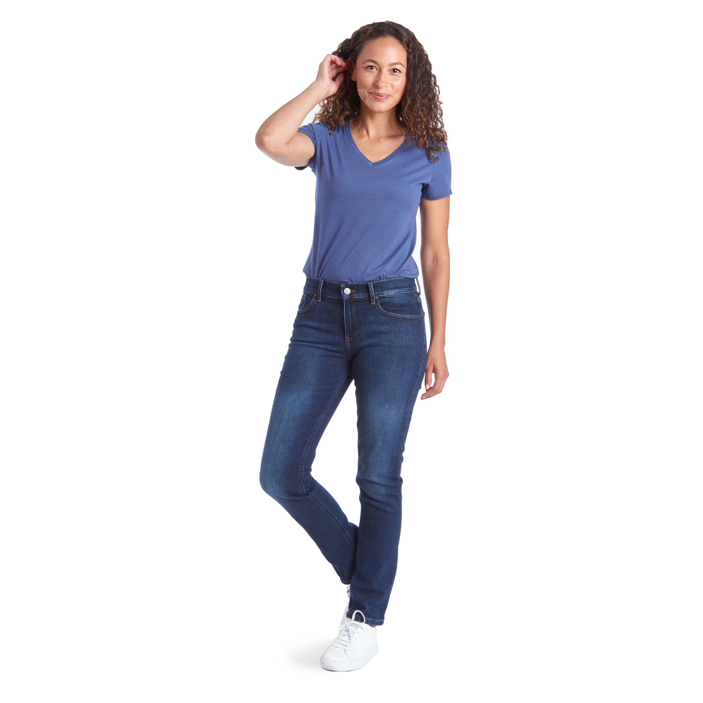 Women wearing Azul oscuro/medio Slim Straight Grand Jeans