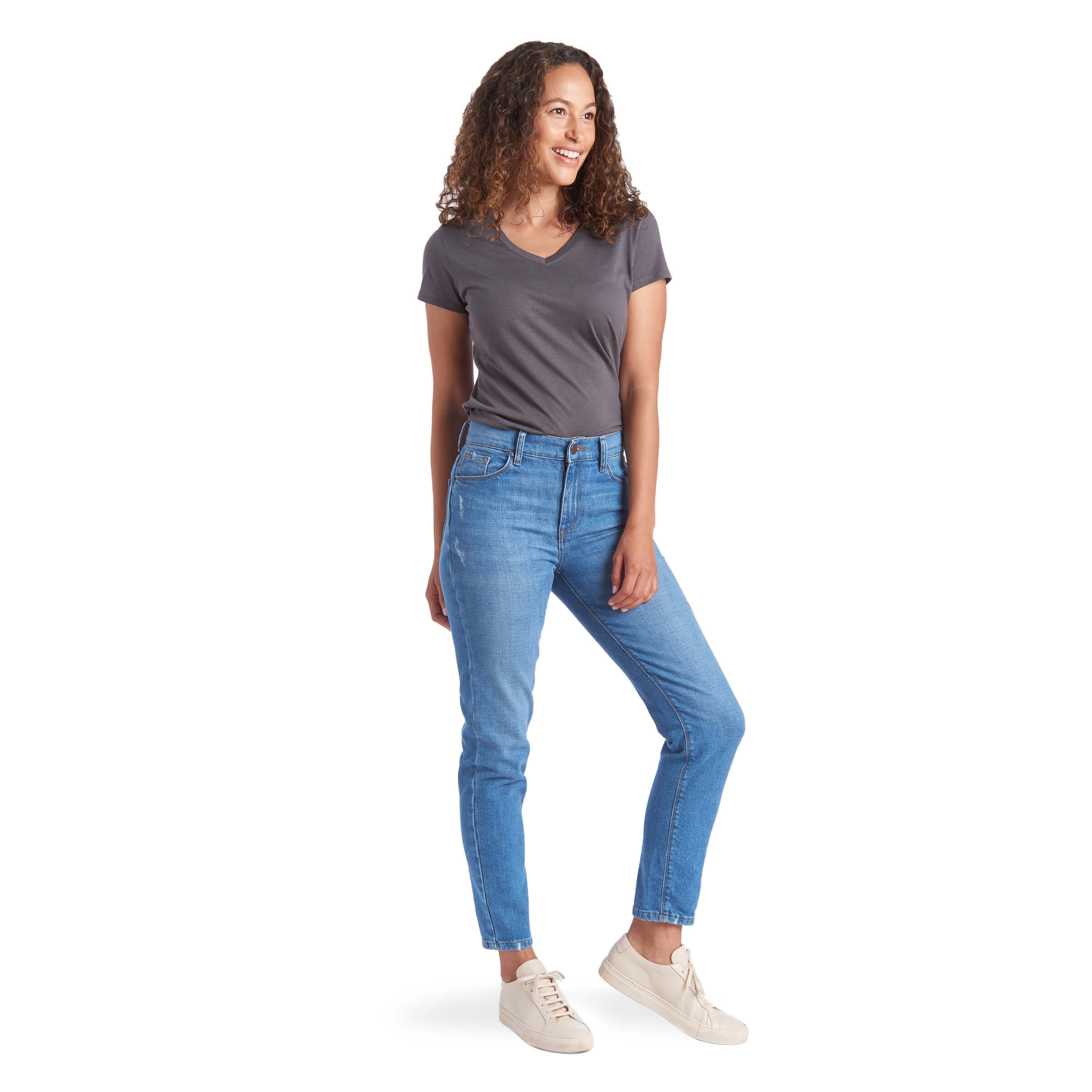 Women wearing Light Blue Mom Charlton Jeans