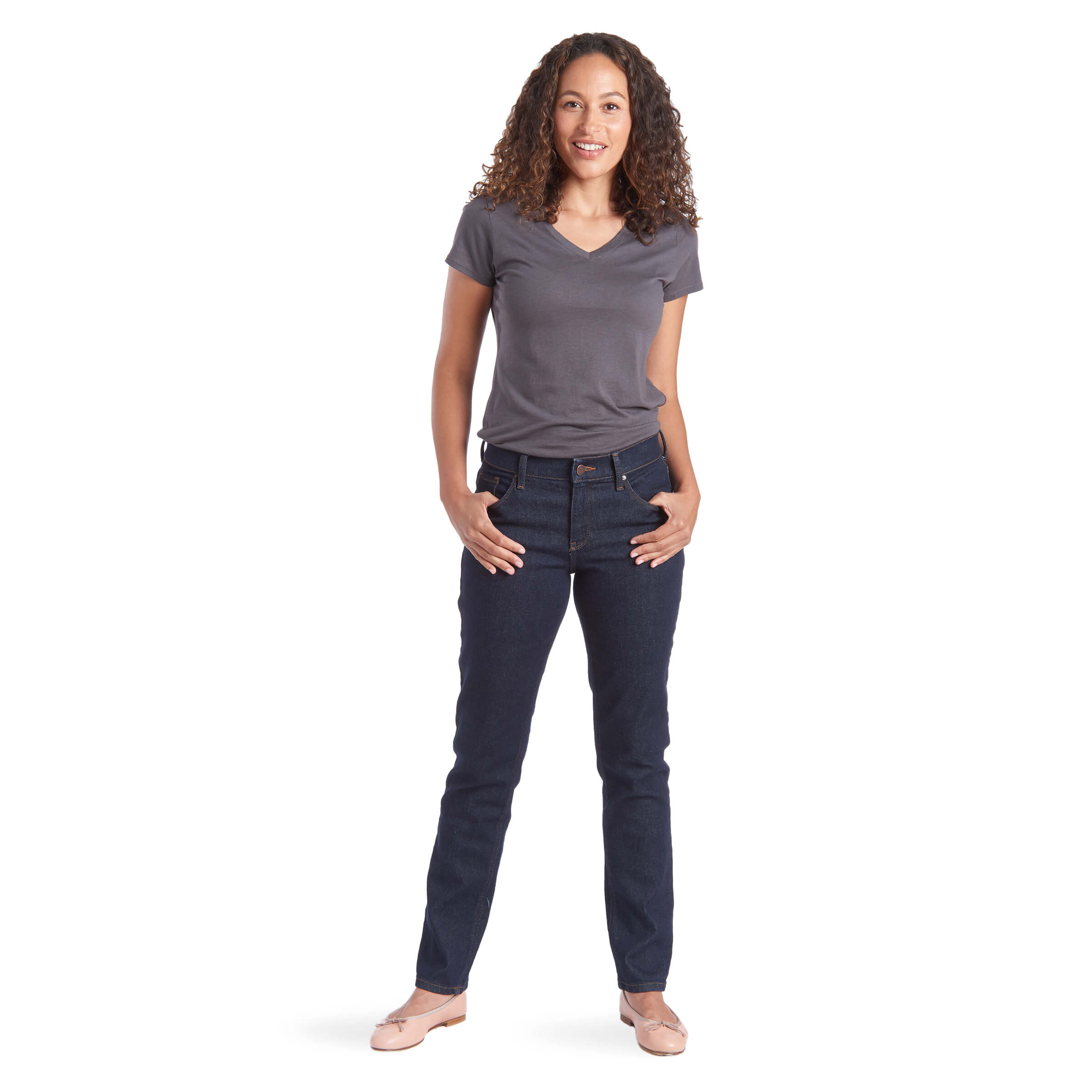 Women wearing Azul oscuro Slim Straight Grand Jeans