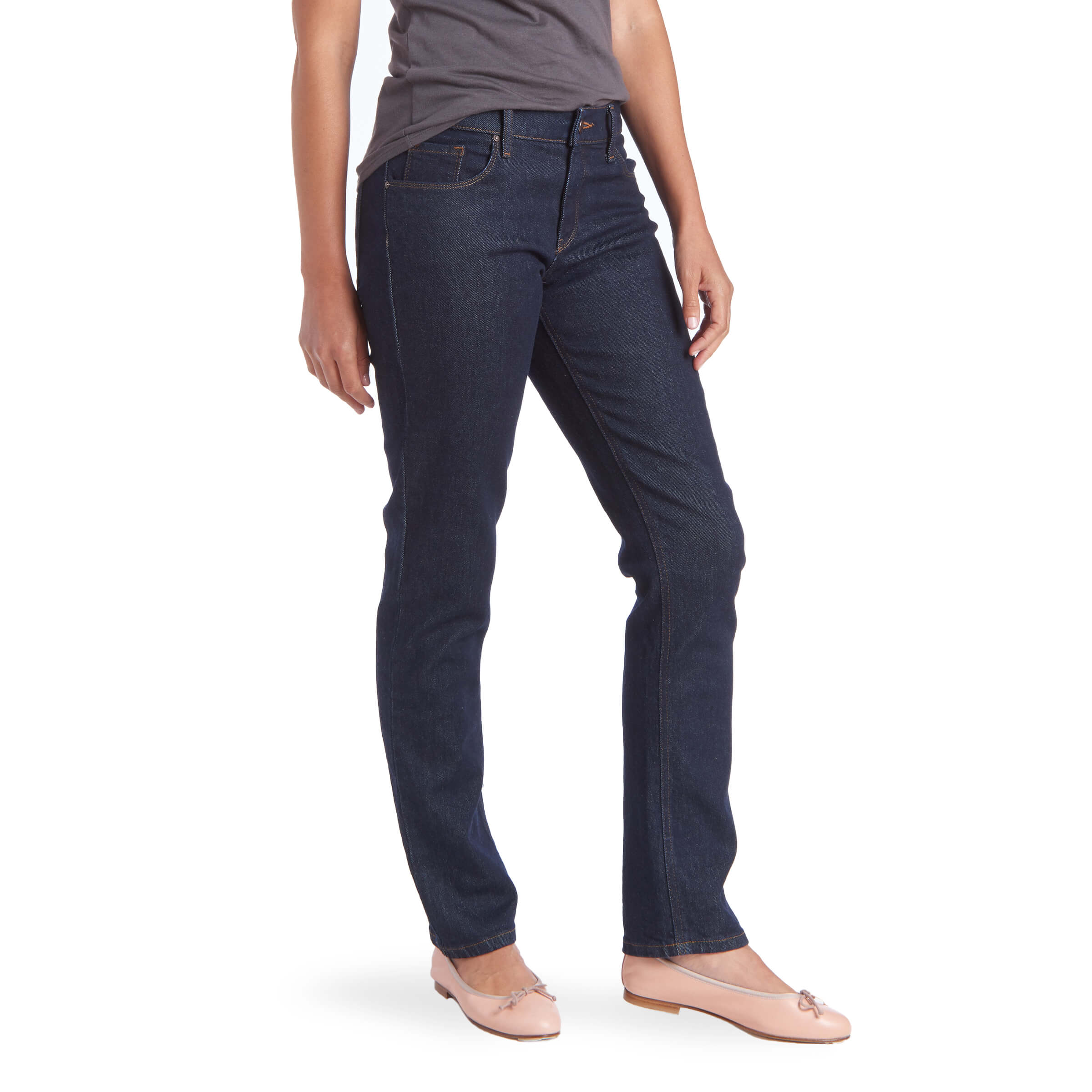 Women wearing Azul oscuro Slim Straight Grand Jeans