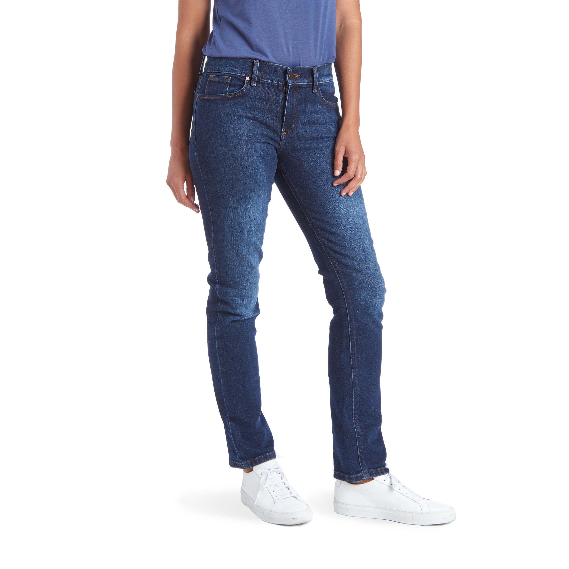 Women wearing Azul oscuro/medio Slim Straight Grand Jeans