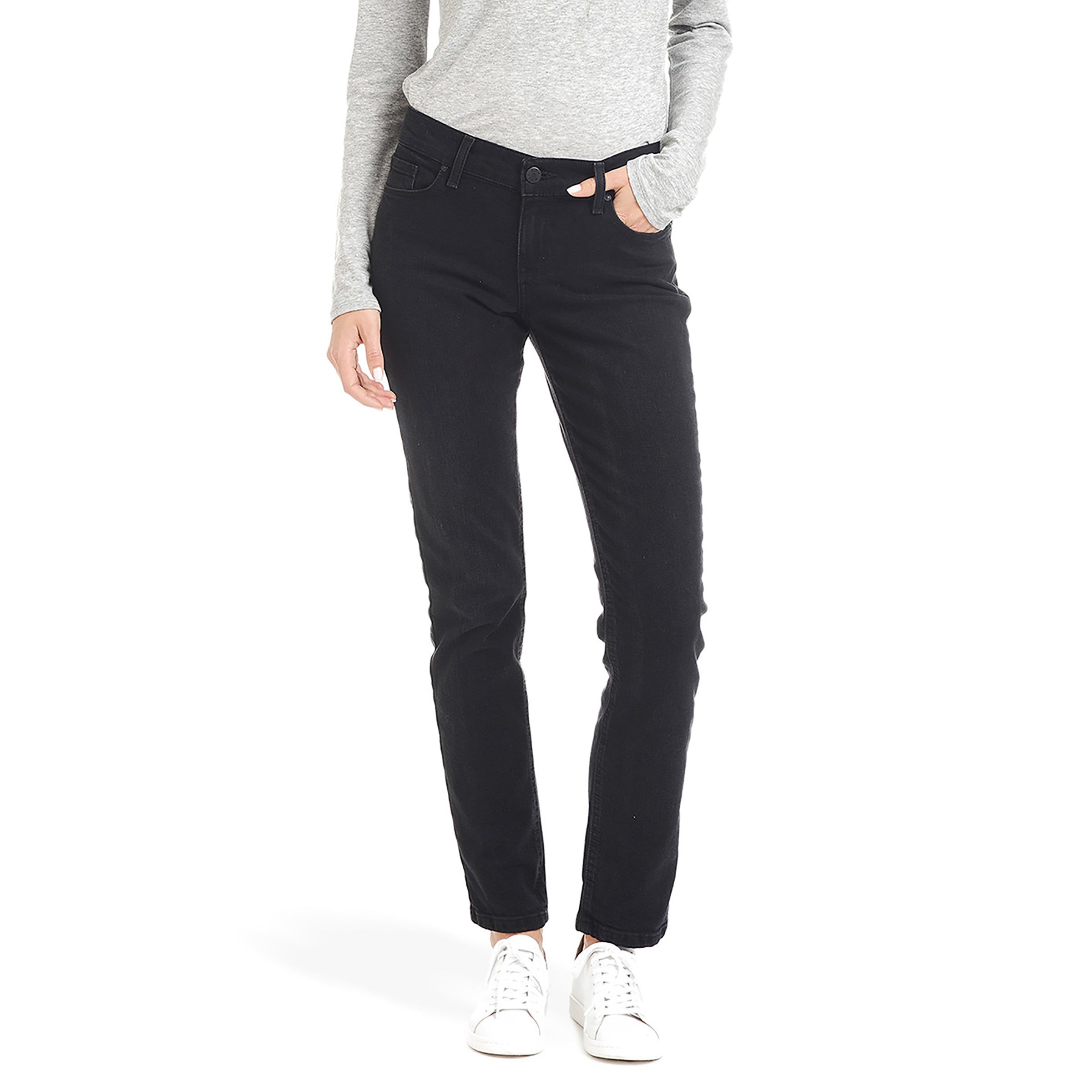 Women wearing Washed Black Slim Straight Allen Jeans