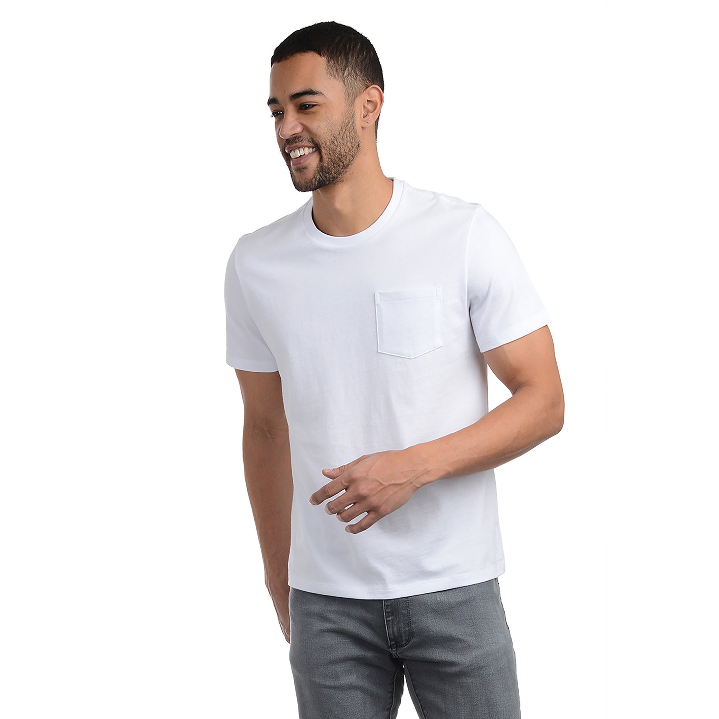 Men wearing White Heavyweight Pocket Carlton Tee