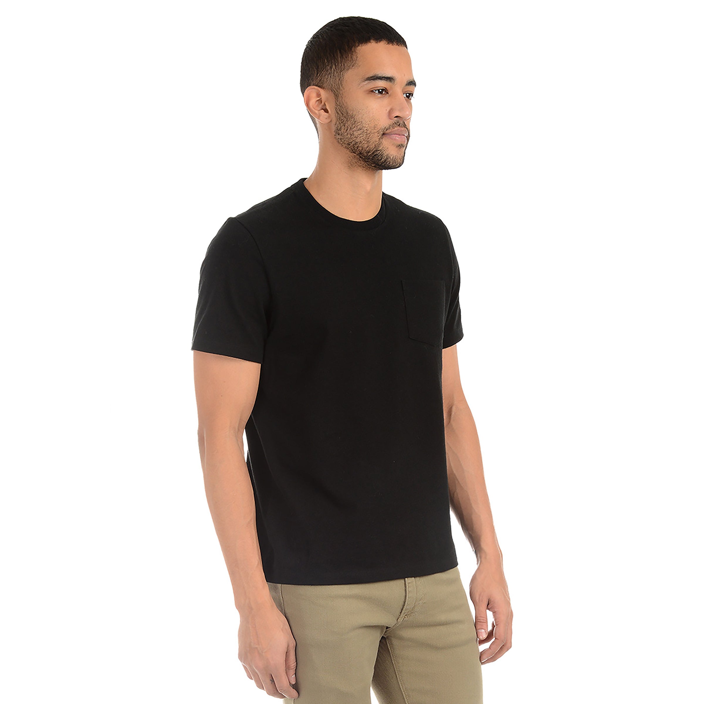 Men wearing Black Heavyweight Pocket Carlton Tee