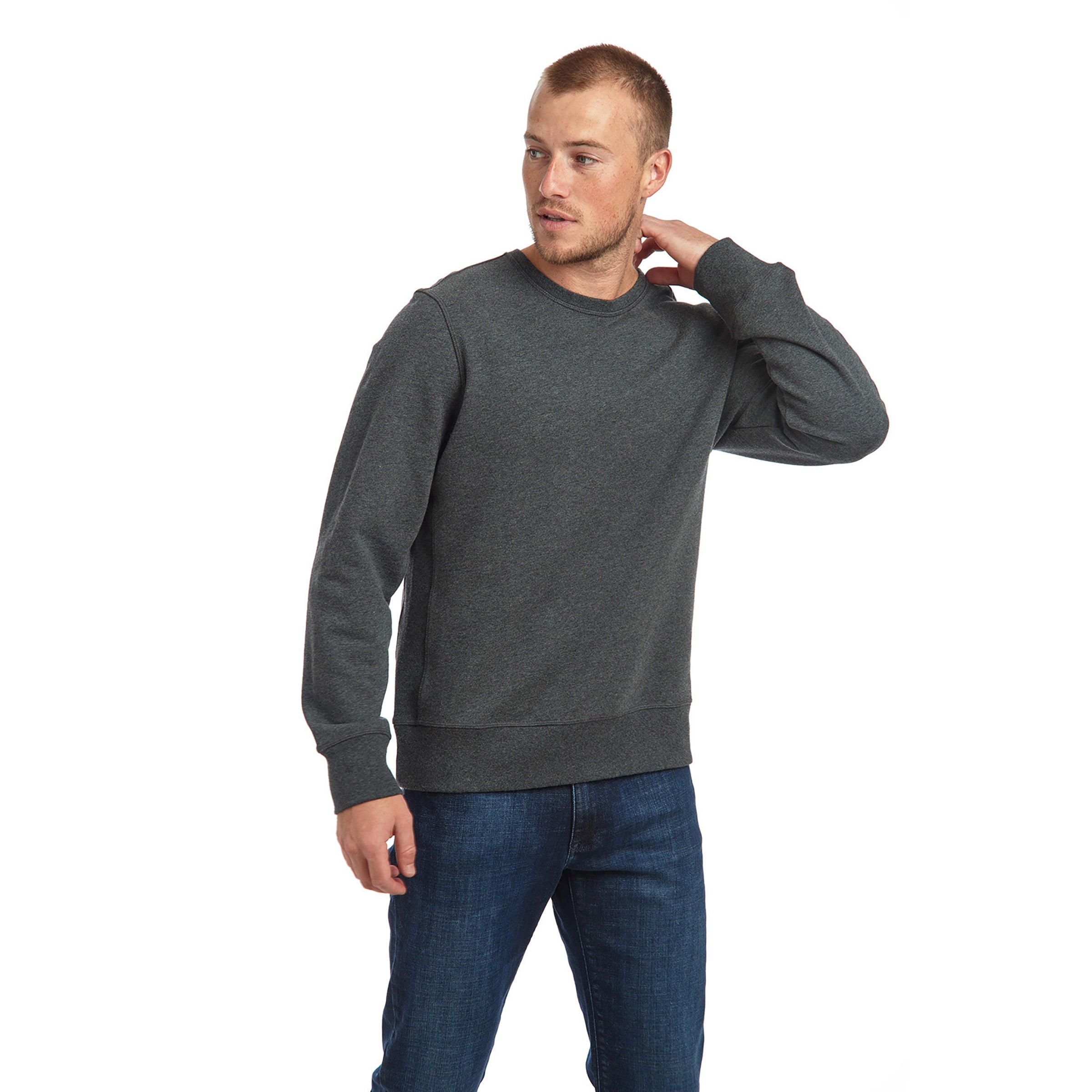 Men wearing Gris Fusain The French Terry Sweatshirt Hooper