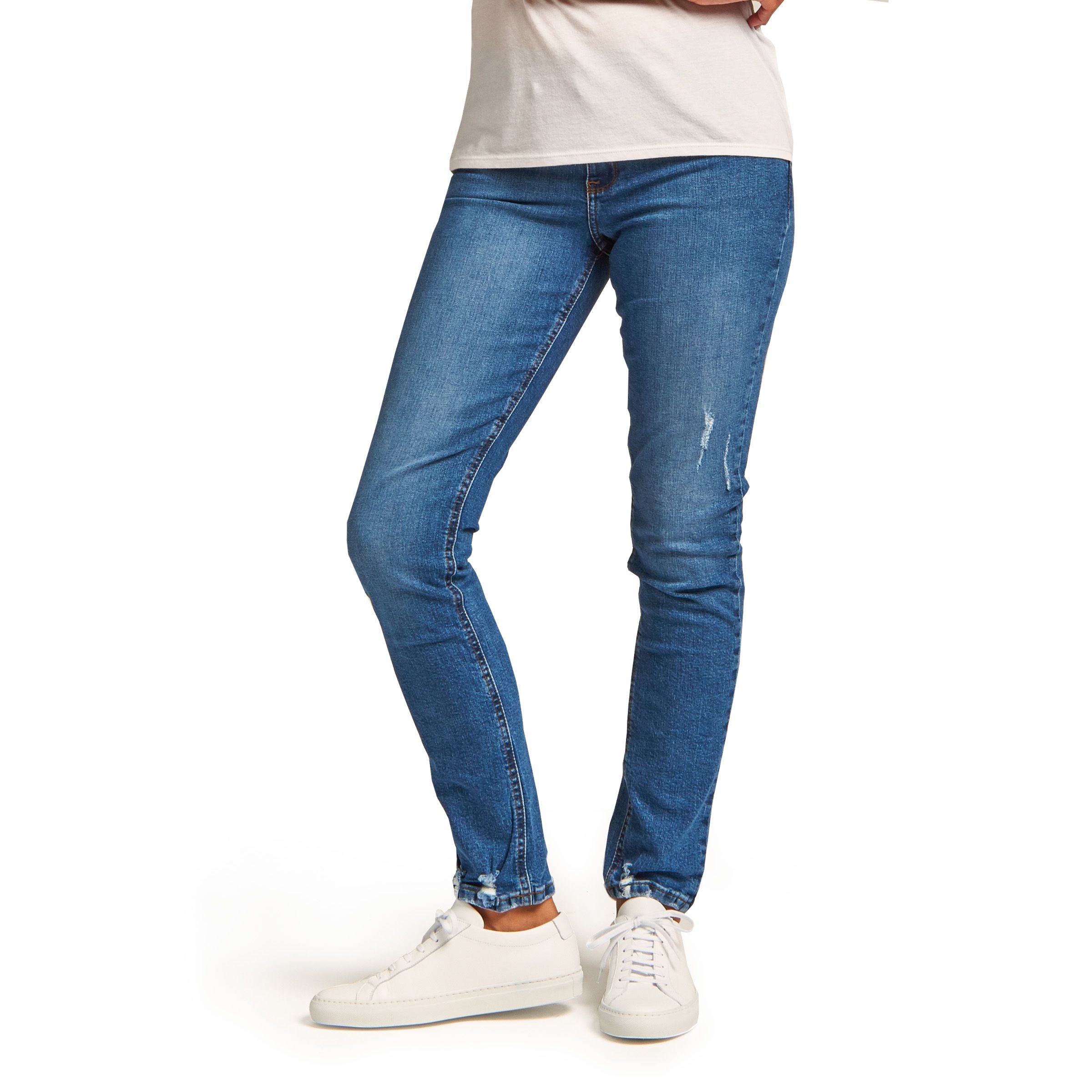 Women wearing Light/Medium Blue Slim Straight Ridge Jeans Pack