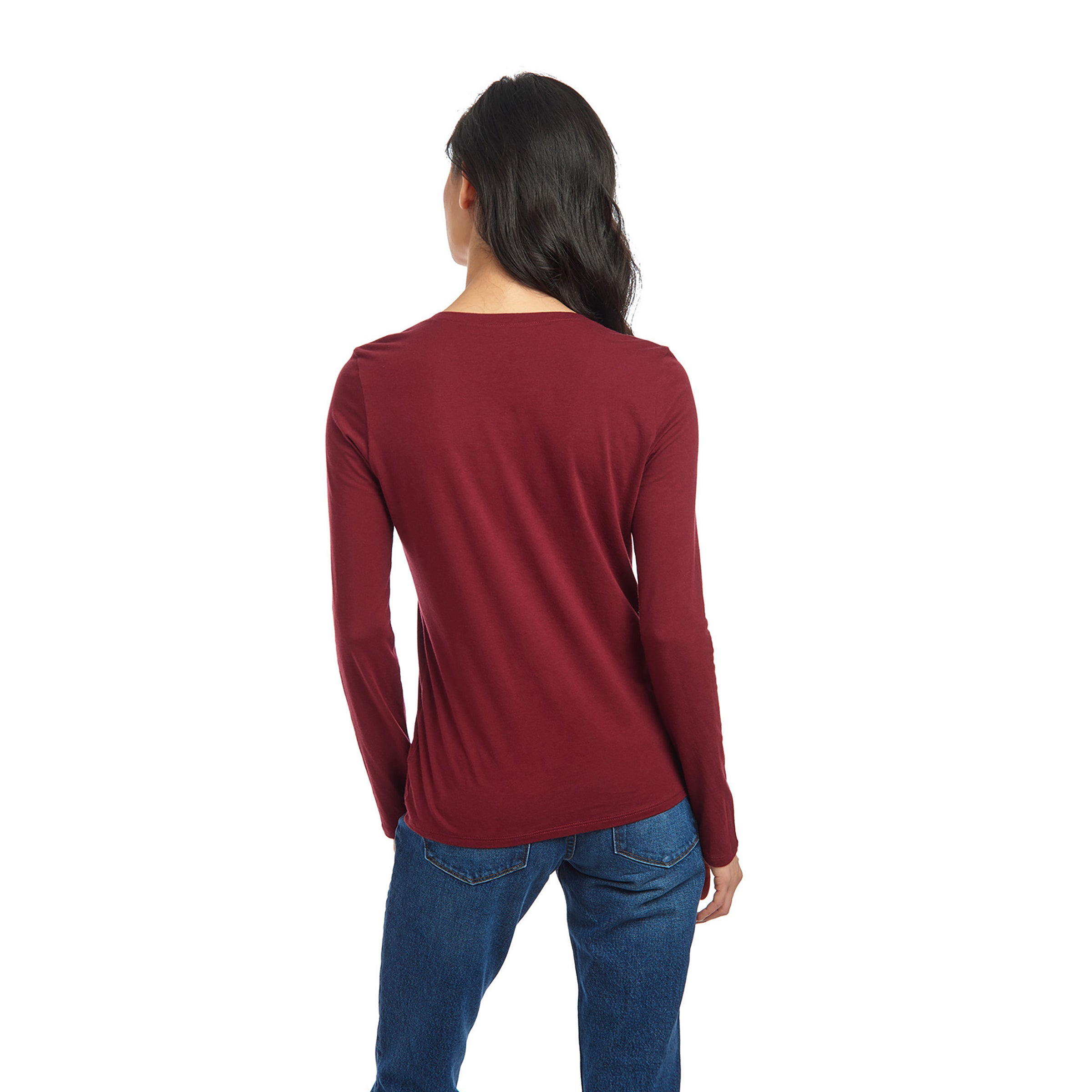 Women wearing Cramoisi Long Sleeve V-Neck Tee Marcy