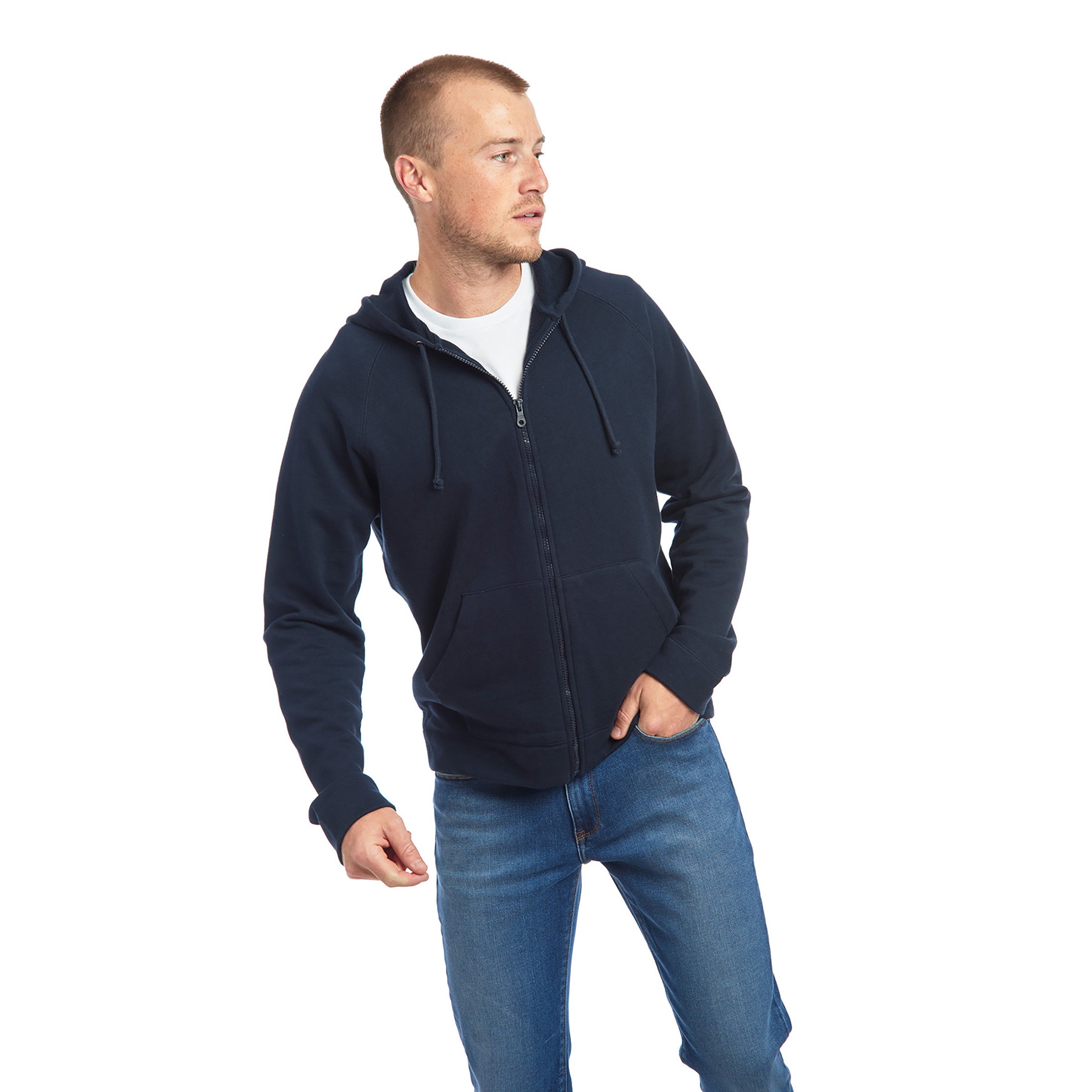 Men wearing Navy The French Terry Hoodie Hooper