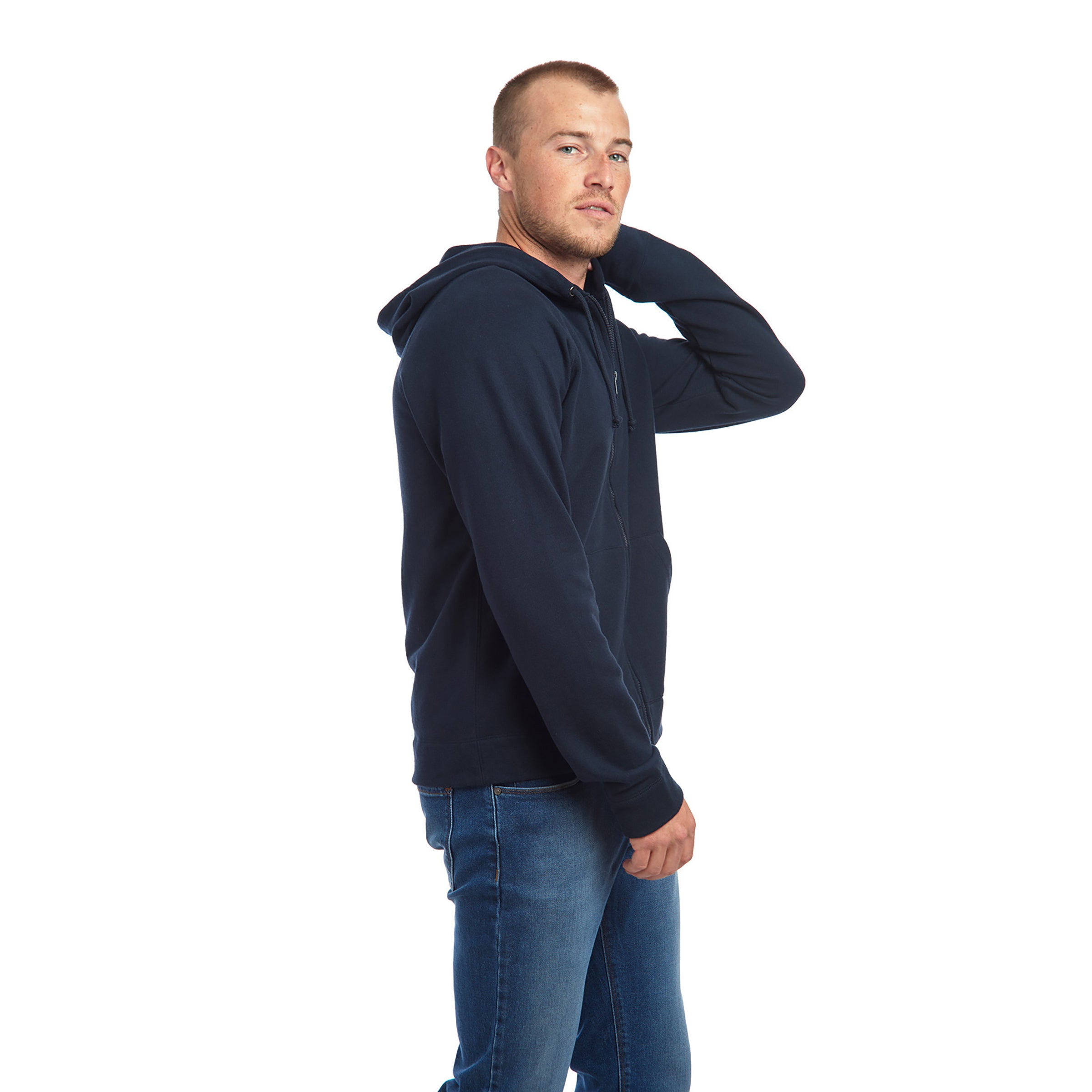 Men wearing Navy The French Terry Hoodie Hooper